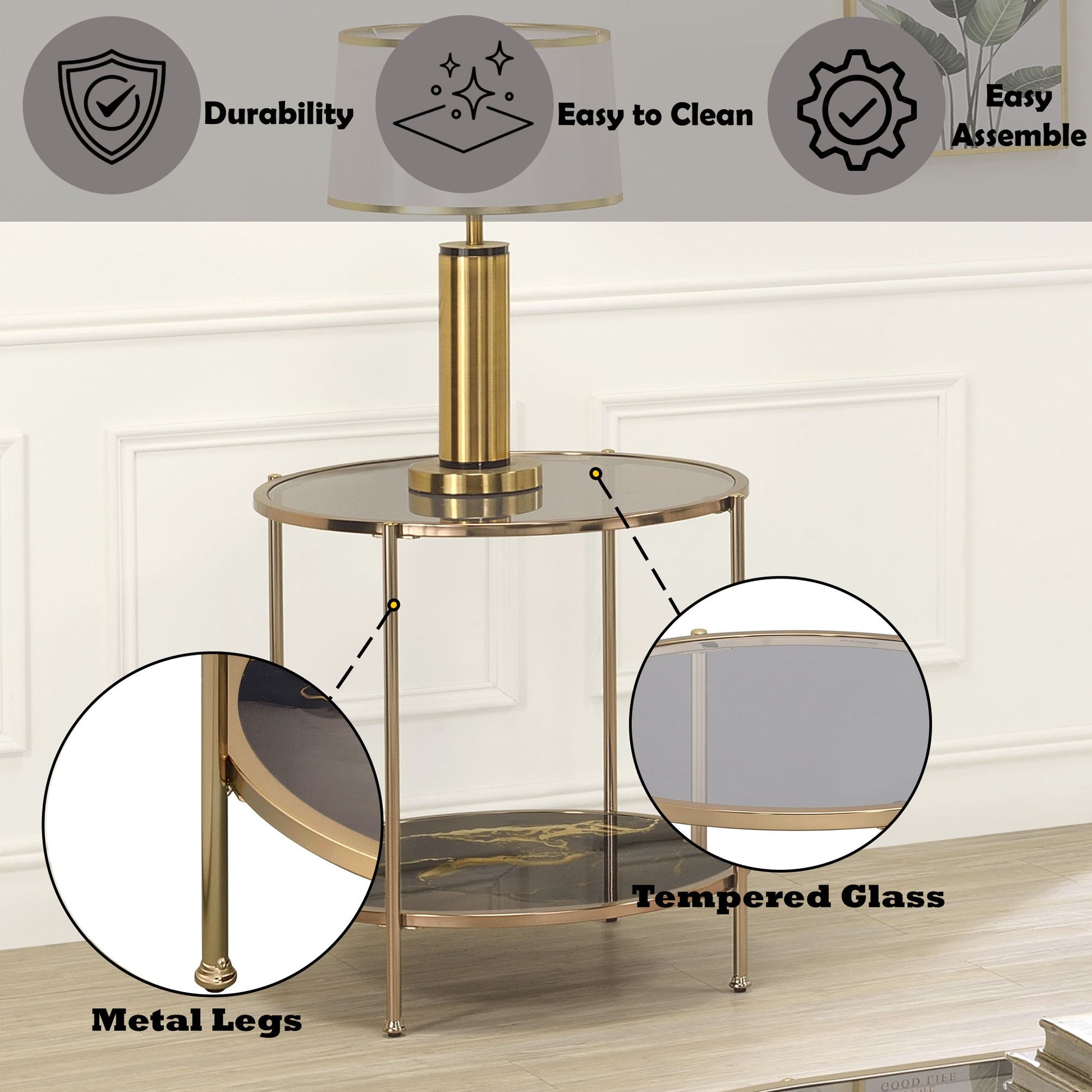 Fiorella - Marble Print Glass Table - Best Buy Furniture