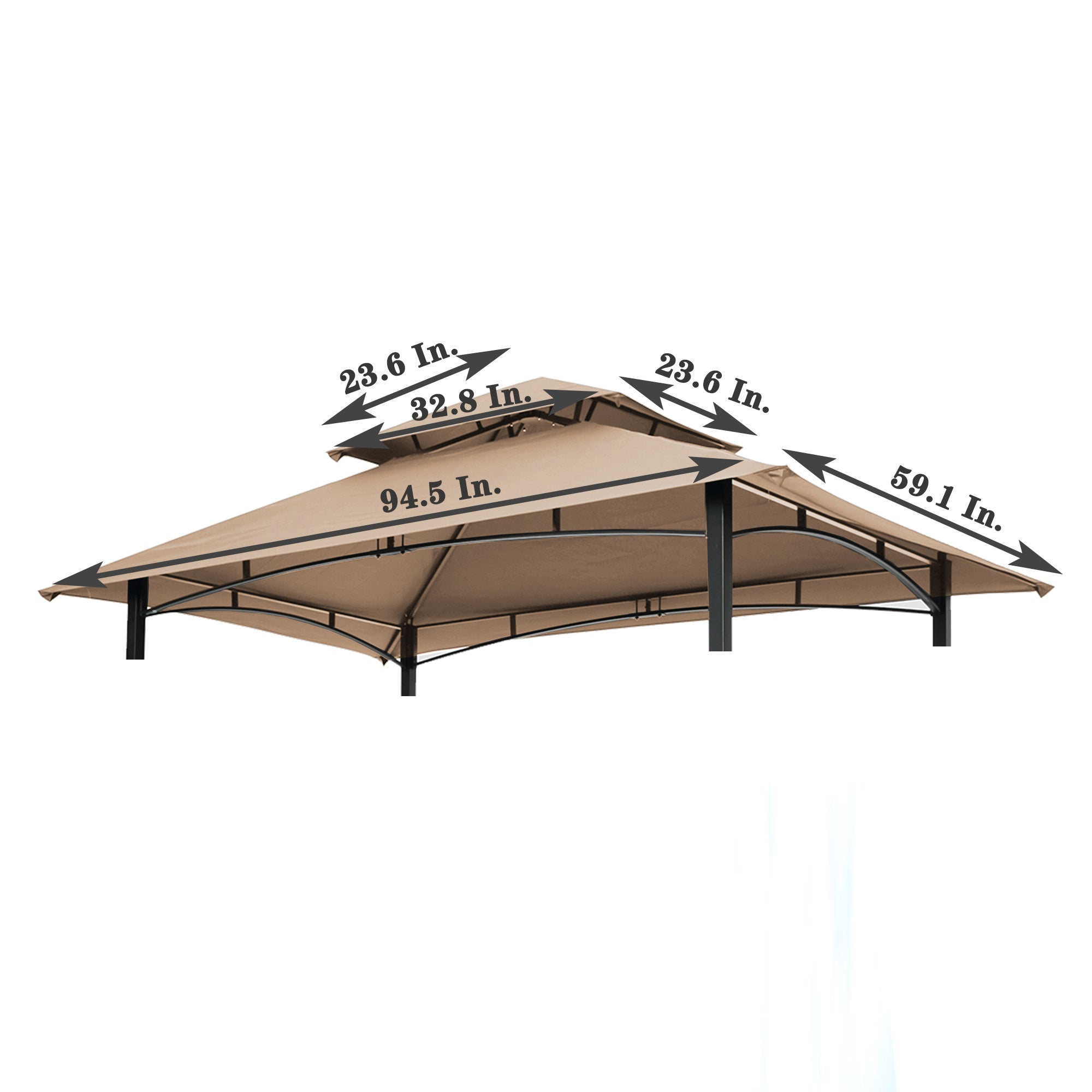 8x5Ft Grill Gazebo Replacement Canopy, Double Tiered BBQ Tent Roof Top Cover, Beige