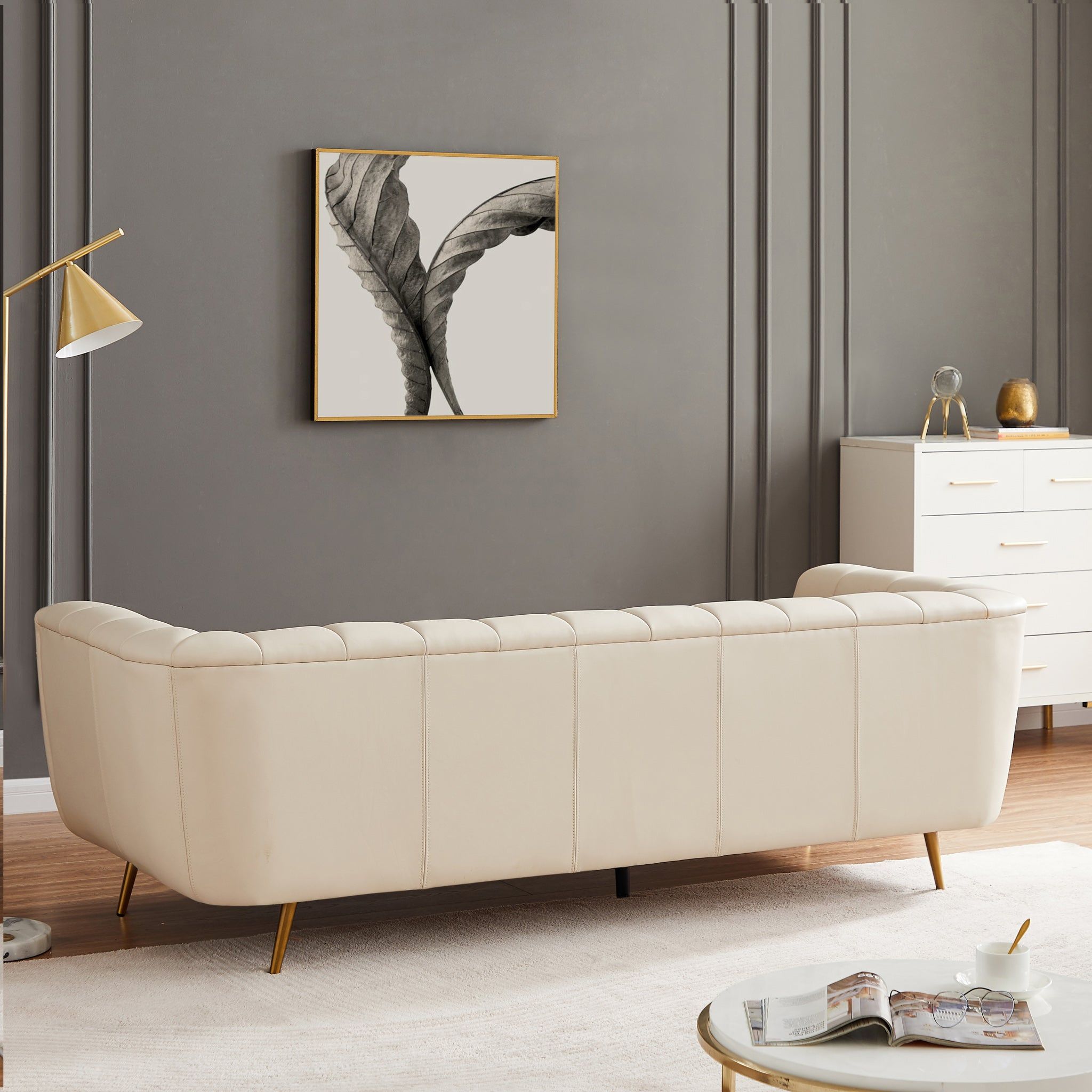 Lamattina - Genuine Italian Leather Channel Tufted Sofa