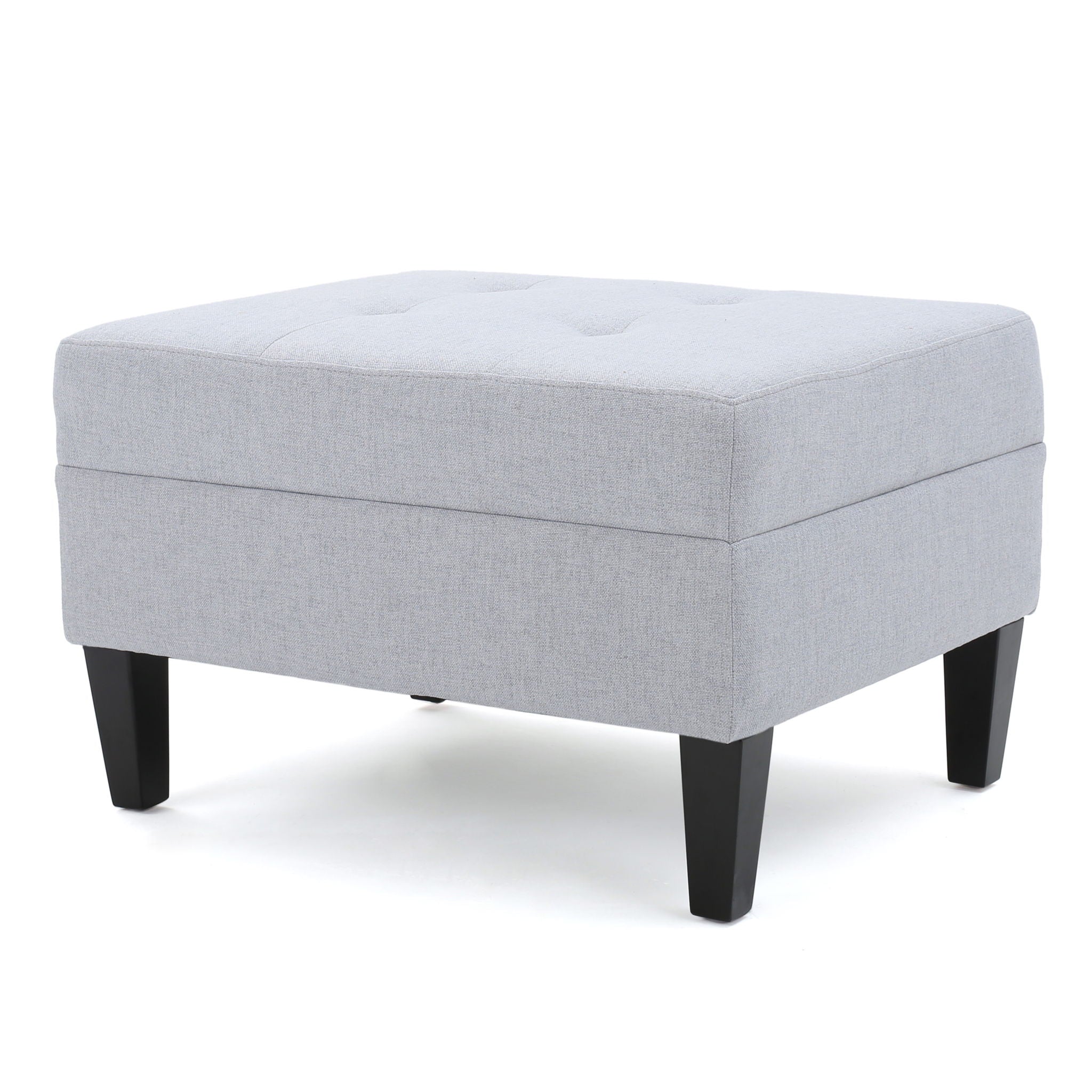 Contemporary Ottoman Footstool With Tufted Upholstery - Light Gray
