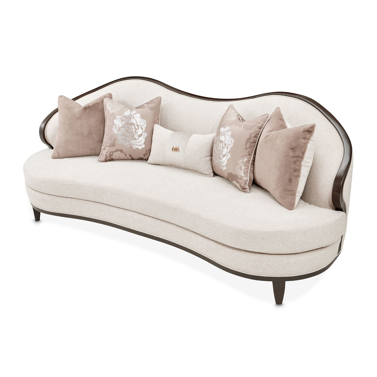 Camellia Field - Chenille Sofa - Beige / Dark Brown