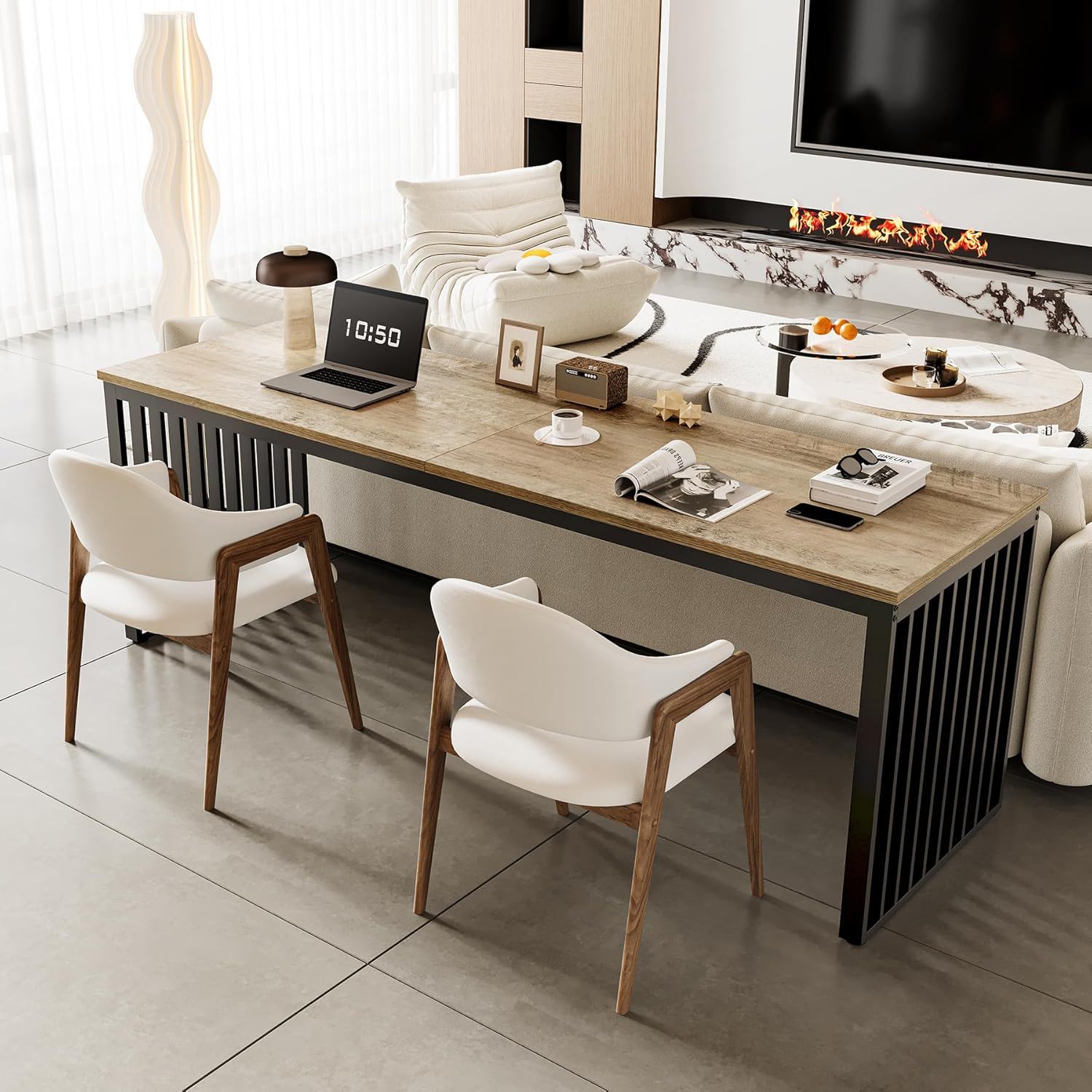 Double Computer Desk For 2 Person, Extra Long Workstation