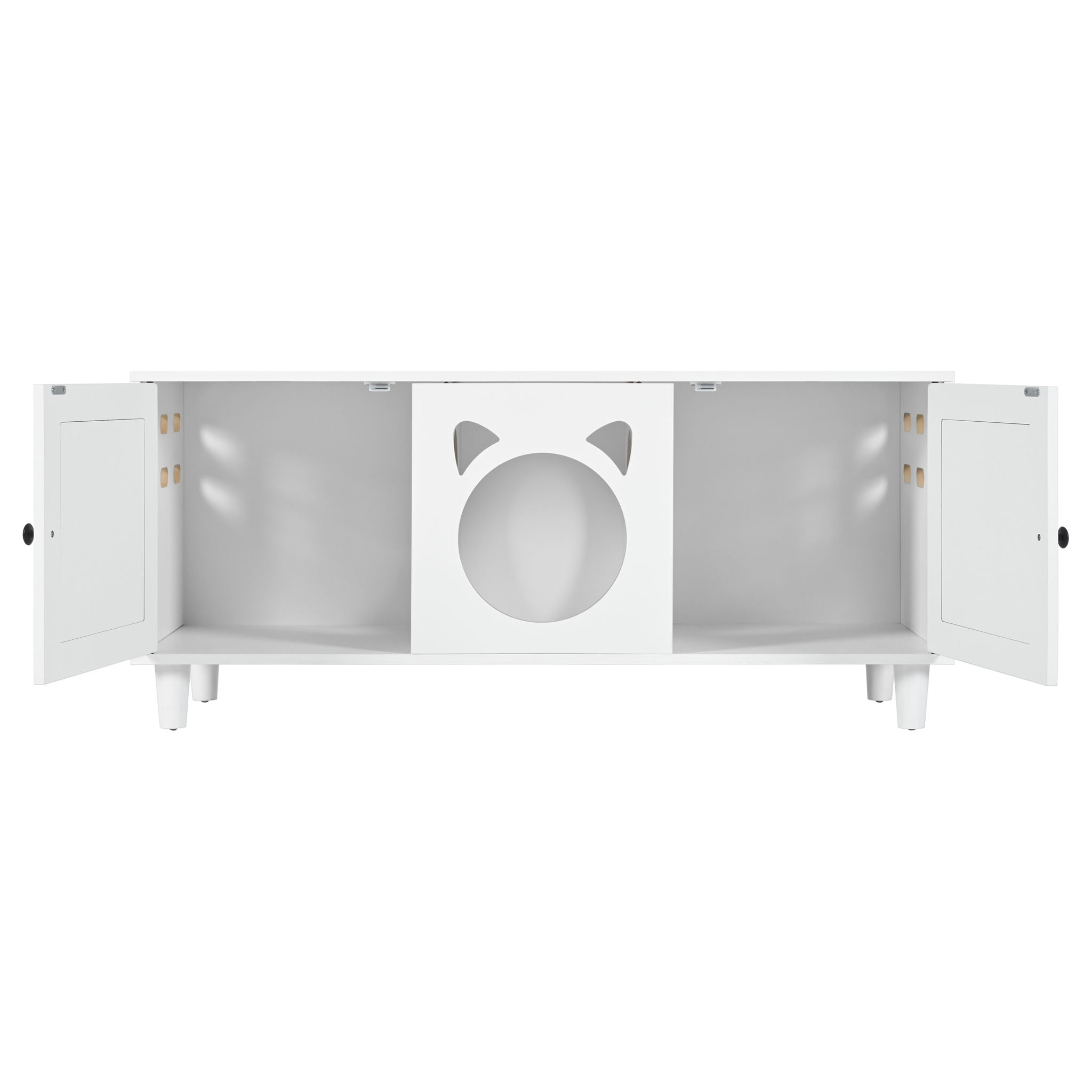 Furniture Style Cat Cabinet Cat Litter Box With Sisal Scratching Door - Cream White