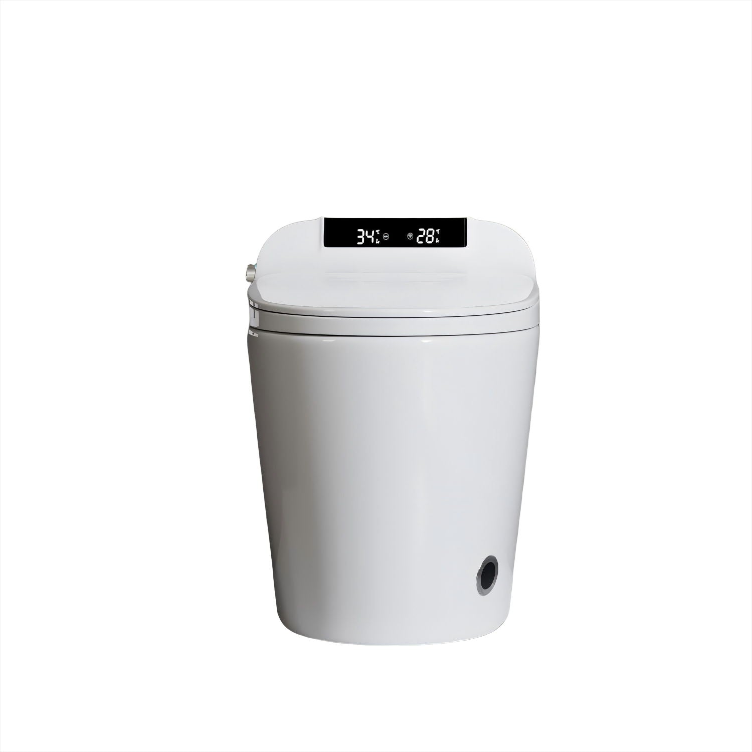 Smart Toilet Bidet Combo With Foot Sensor Open Cover / Seat, Self Cleaning Nozzle, LED Display, Three Level Heated Seat / Airflow, Night Light, Knob Control, Soft Close, Auto Flush, With Remote Control - Gloss White