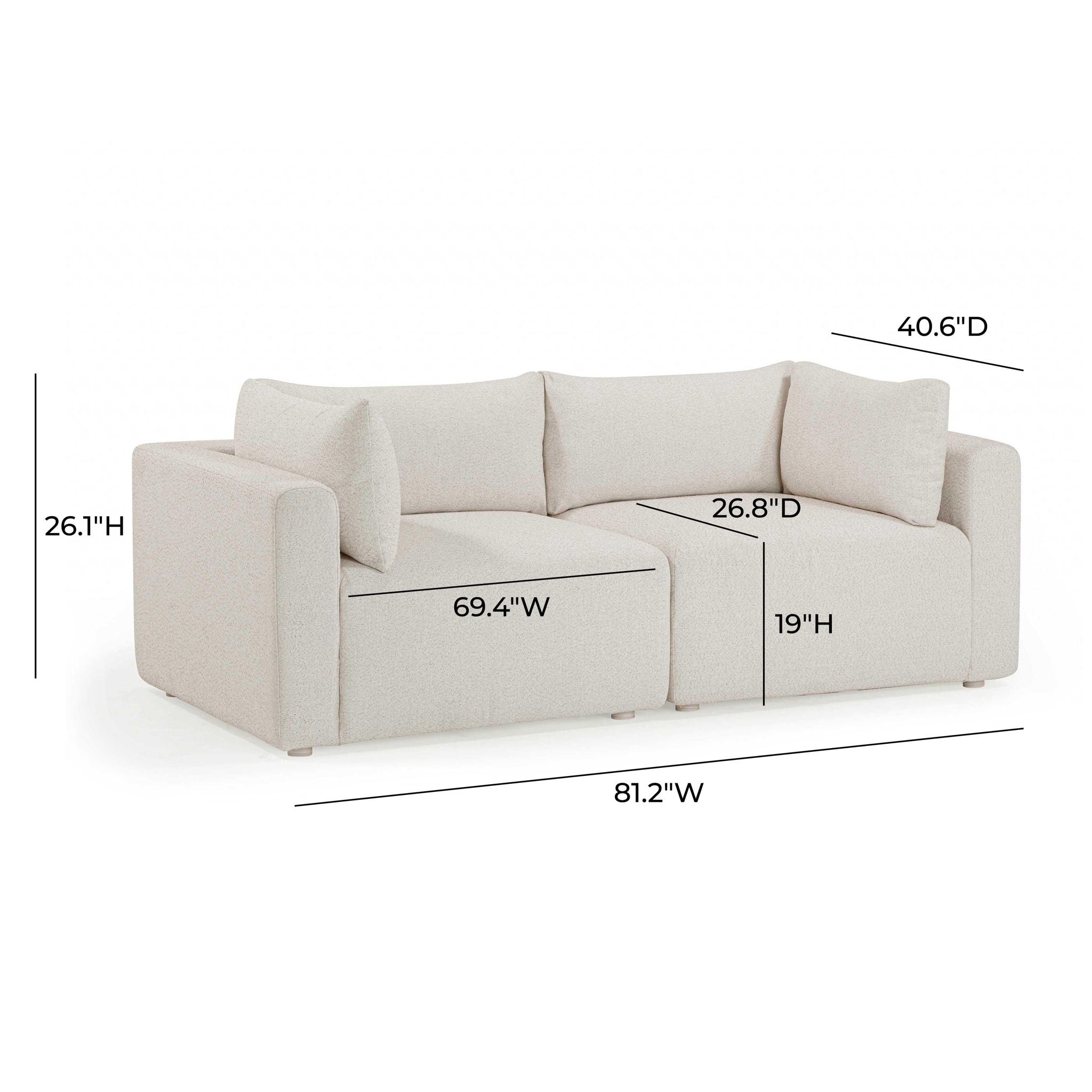 Hangover - Outdoor Modular Loveseat - Cream