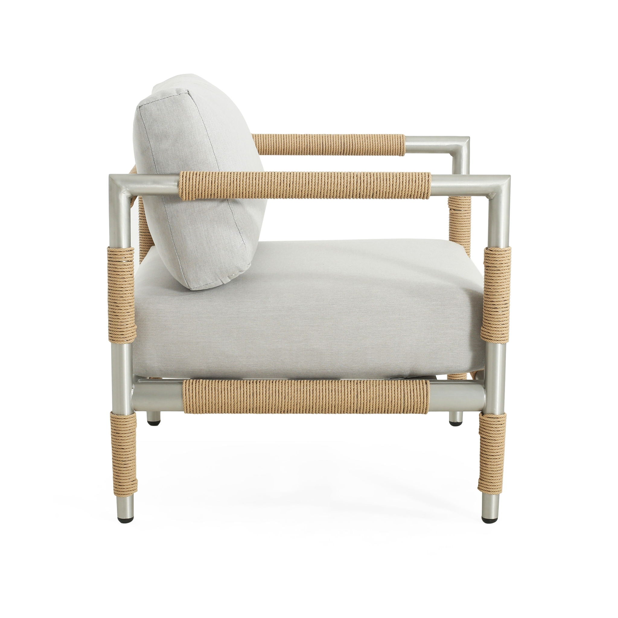 Oriana Aluminum Outdoor Patio Armchair With Thick Cushions - Light Gray