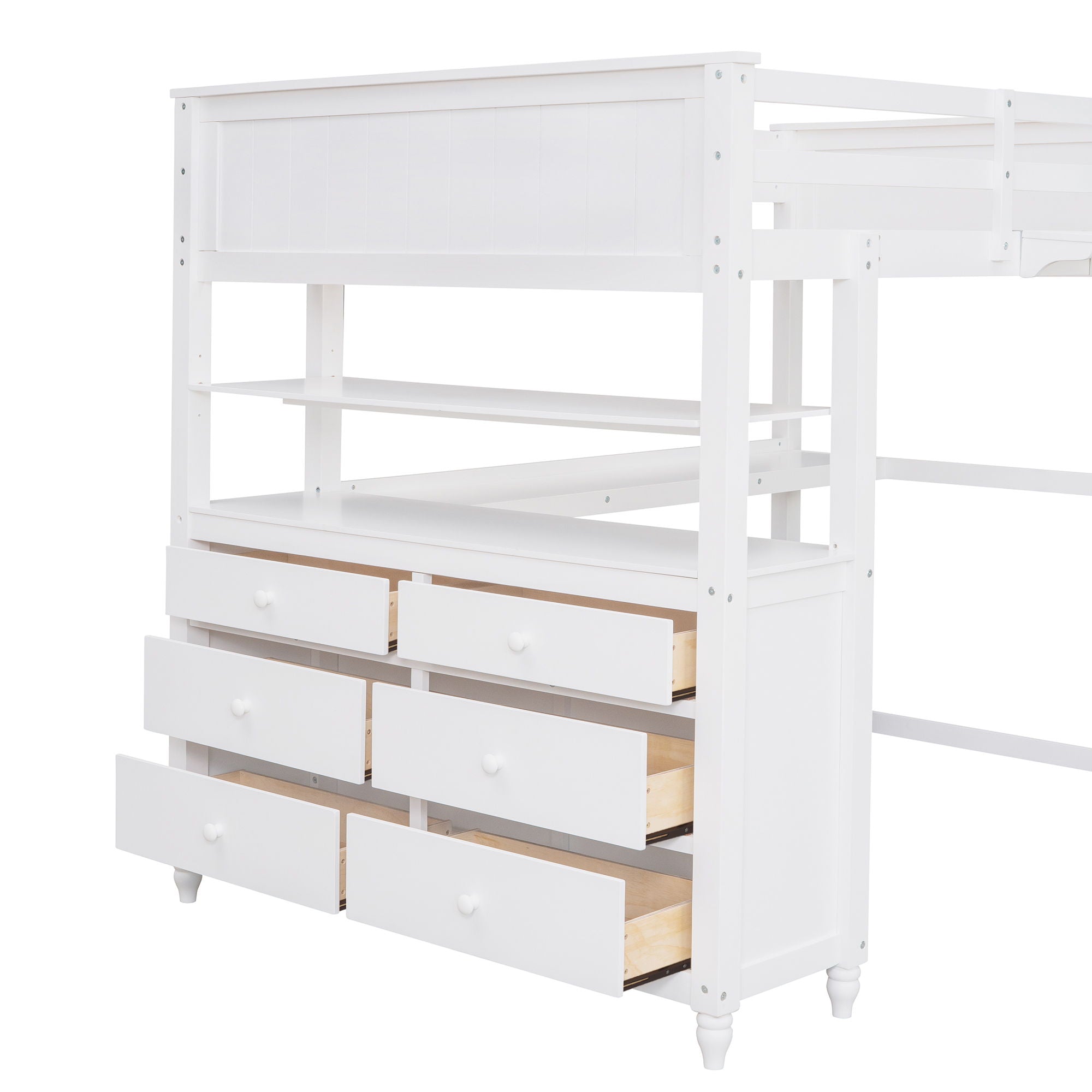 Loft Bed With Drawers With Desk And Shelves