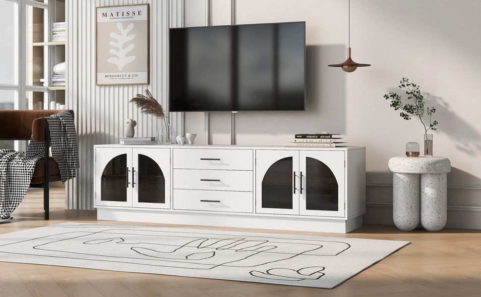 Modern Minimalist TV Stand For TVs Up To 75" With Adjustable Shelves
