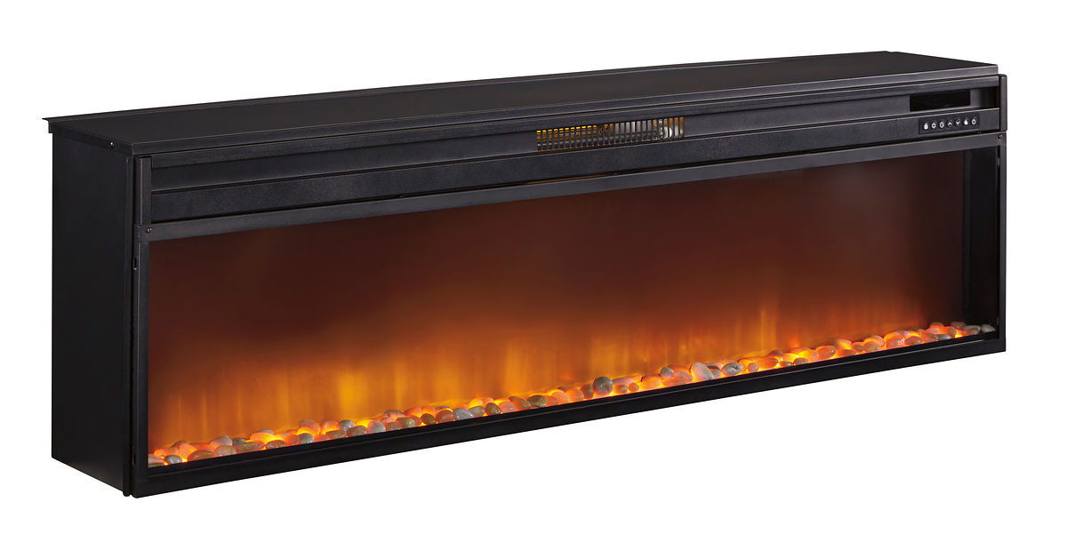 Todoe - 2 Pc. - 65" TV Stand with Wide Fireplace Insert - Gray