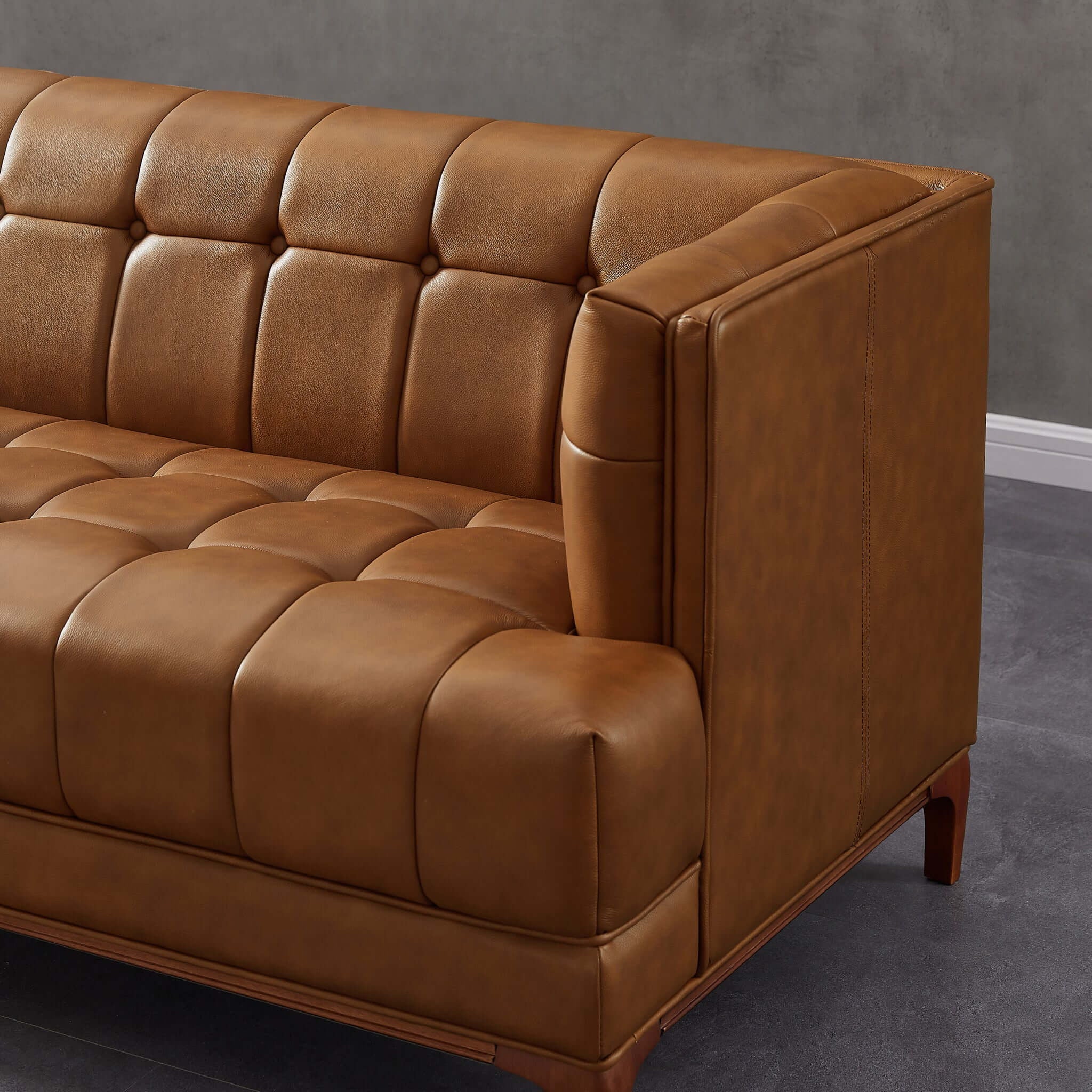 Mara - Tufted Sofa - Cognac / Tan