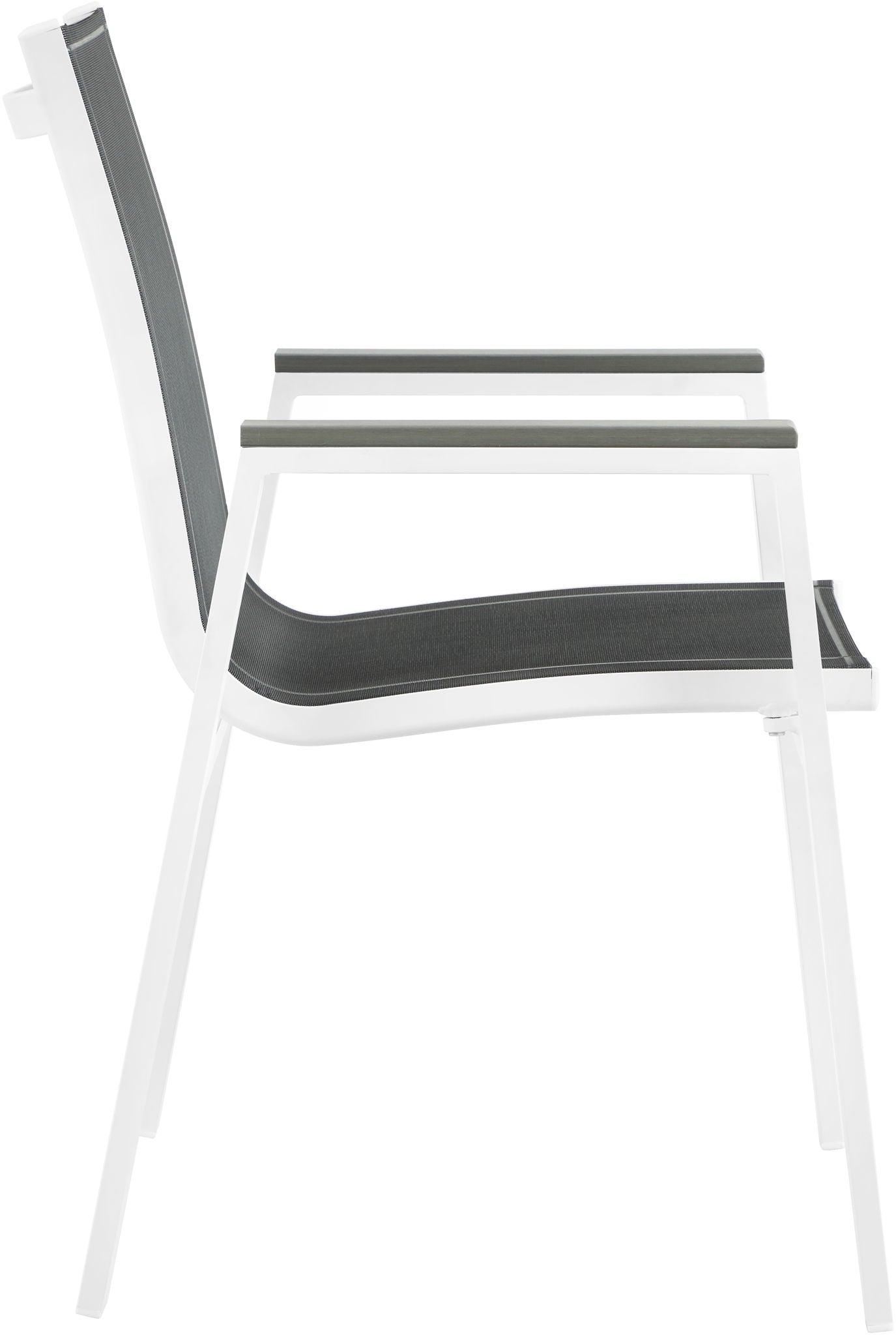 Nizuc - Outdoor Patio Dining Arm Chair With White Frame And Gray Arms (Set of 2)