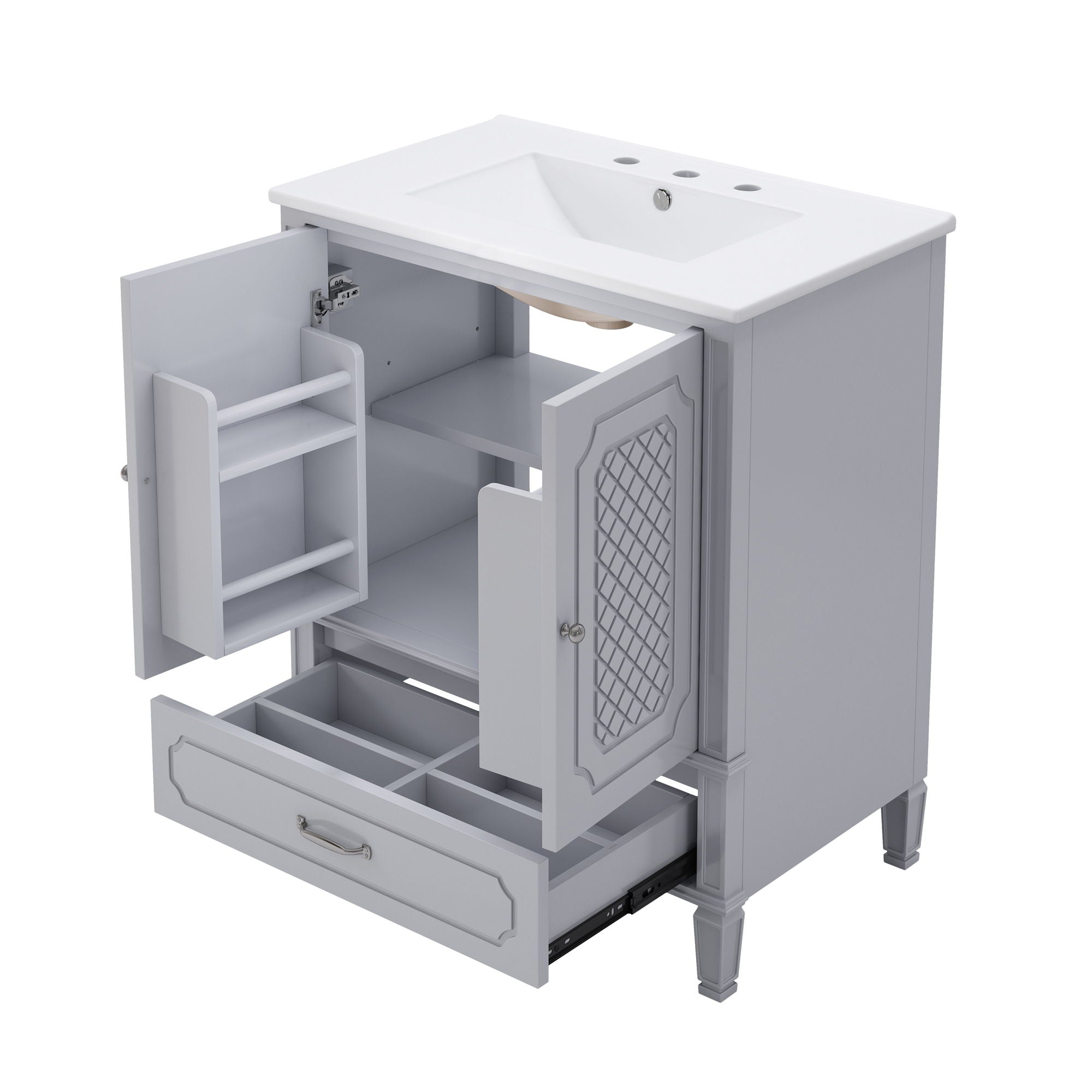 Vintage Style Bathroom Vanity With Sink, Multi Functional Storage, Soft-Closing Door - Best Buy Furniture