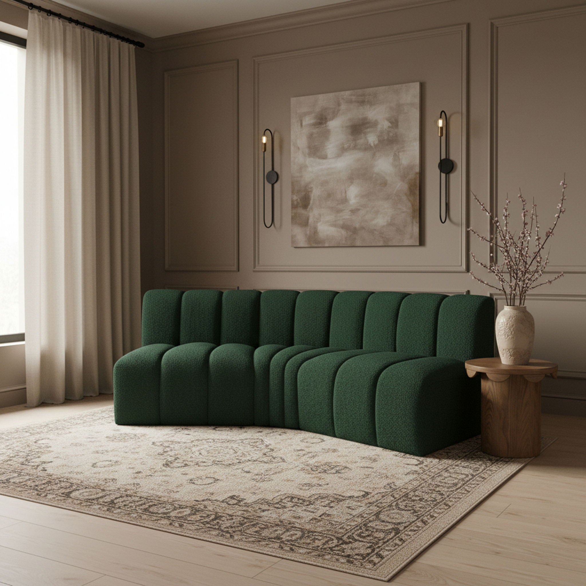 Arc - Boucle Fabric 3 Piece Modular Corner Sofa