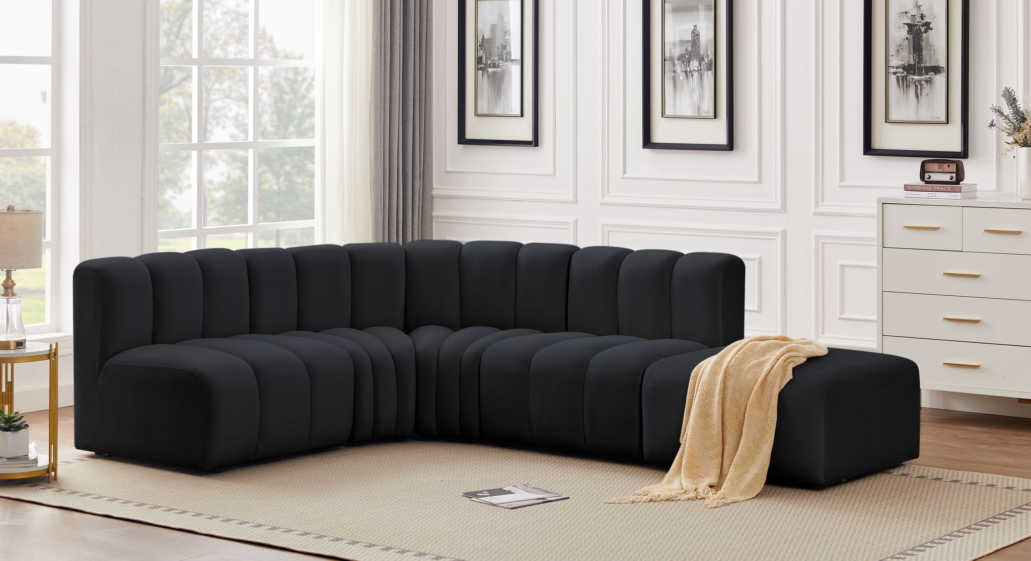 Arc - Velvet 5 Piece Corner Modular Sofa