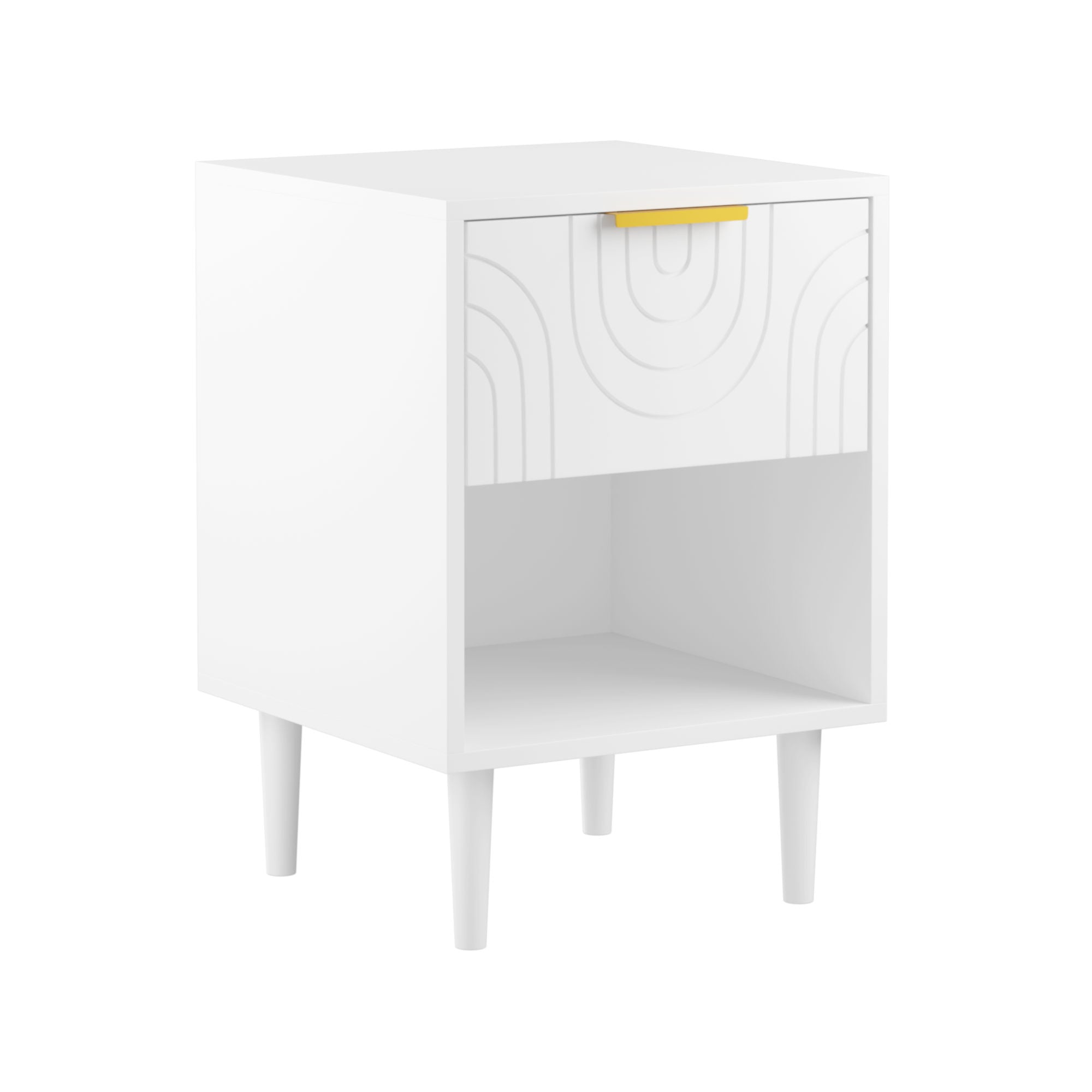 Nightstand With 1 Drawer And Open Shelf - White