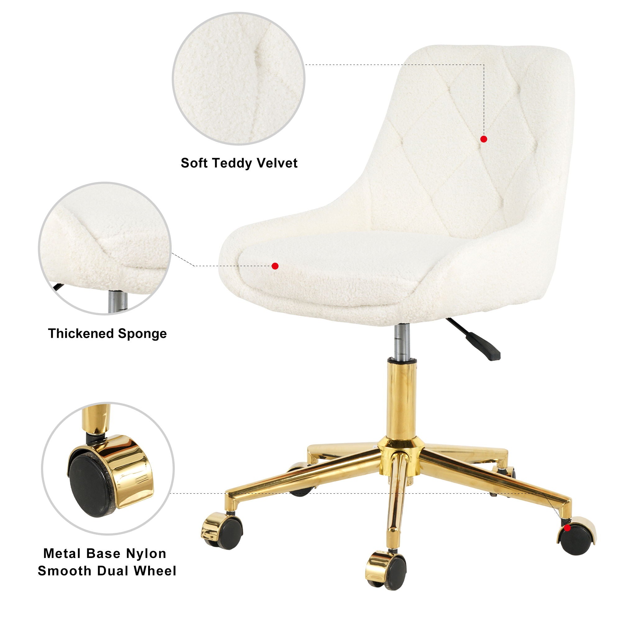 Modern Teddy Velvet Fabric Chair With Gold Plated 5 Claw Legs