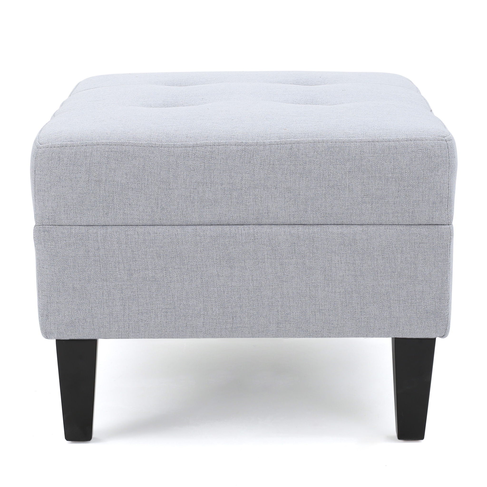 Contemporary Ottoman Footstool With Tufted Upholstery - Light Gray