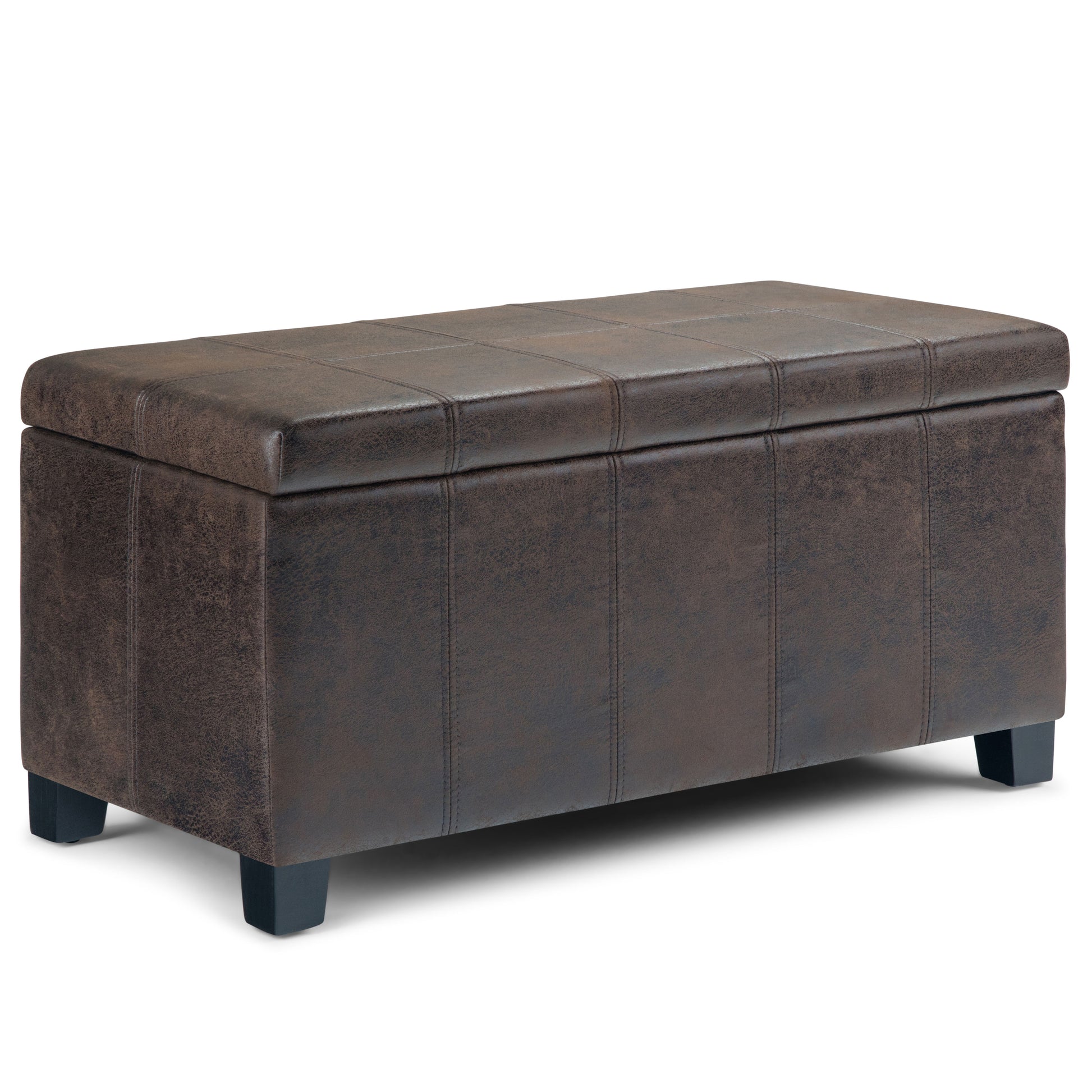 Dover - Storage Ottoman Bench - Distressed Brown - Best Buy Furniture