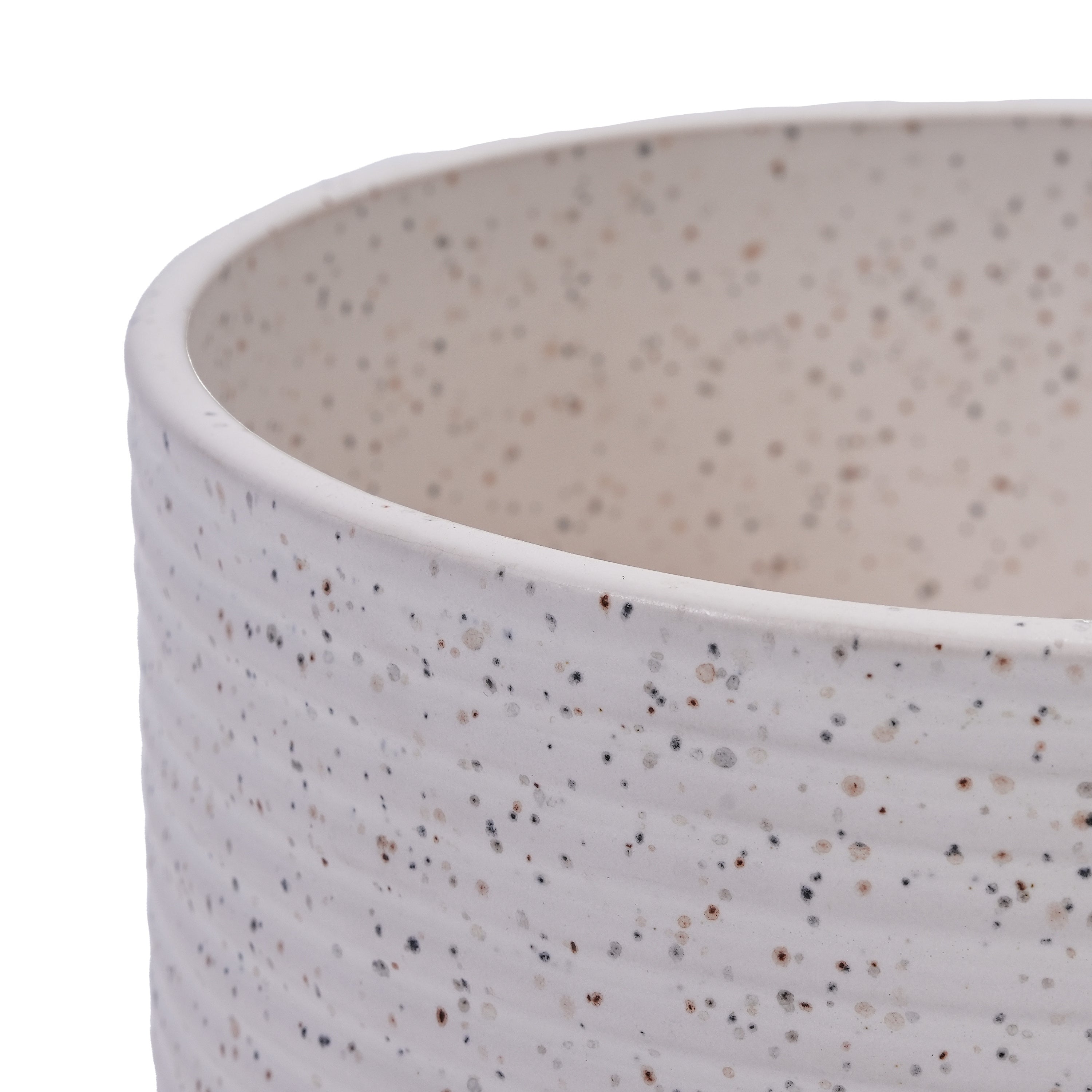 2 Pieces Ceramic Flowerpot, Modern Planter for Patio, Garden or Windowsills - Milk White