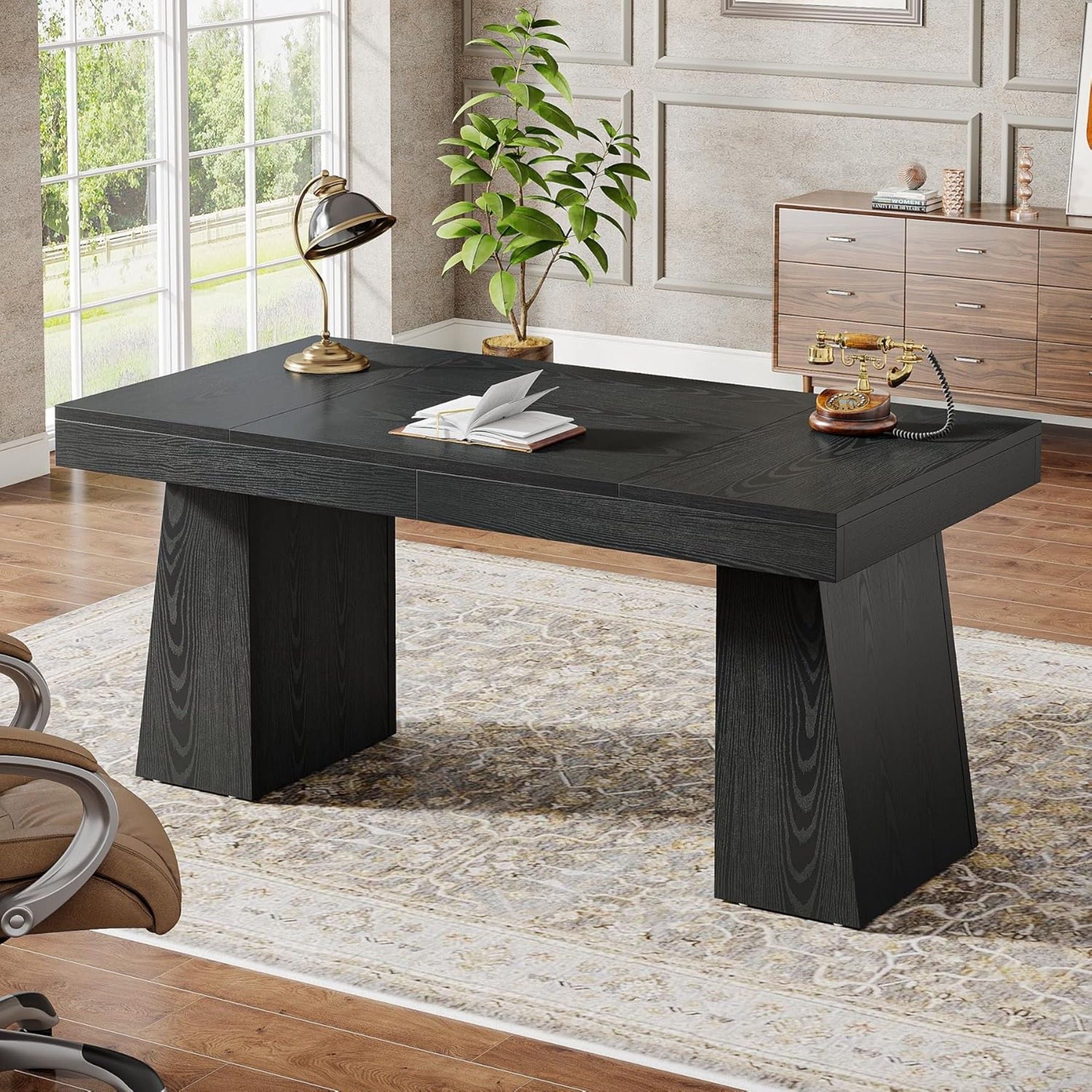 Executive Desk, Workstation With Double Trapezoid Base