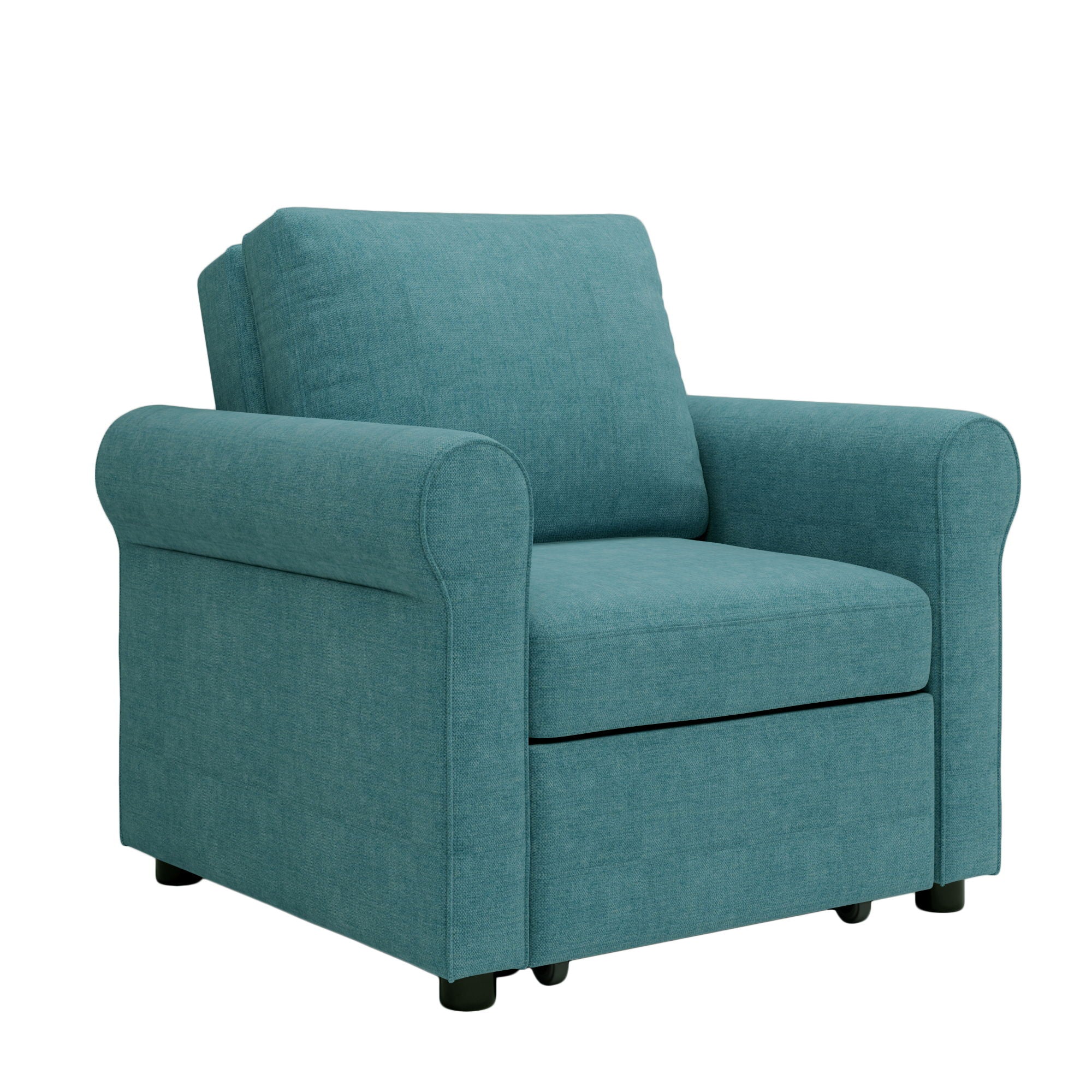 Modern 3 In 1 Convertible Sleeper Chair Bed, Linen Upholstery, Adjustable Backrest