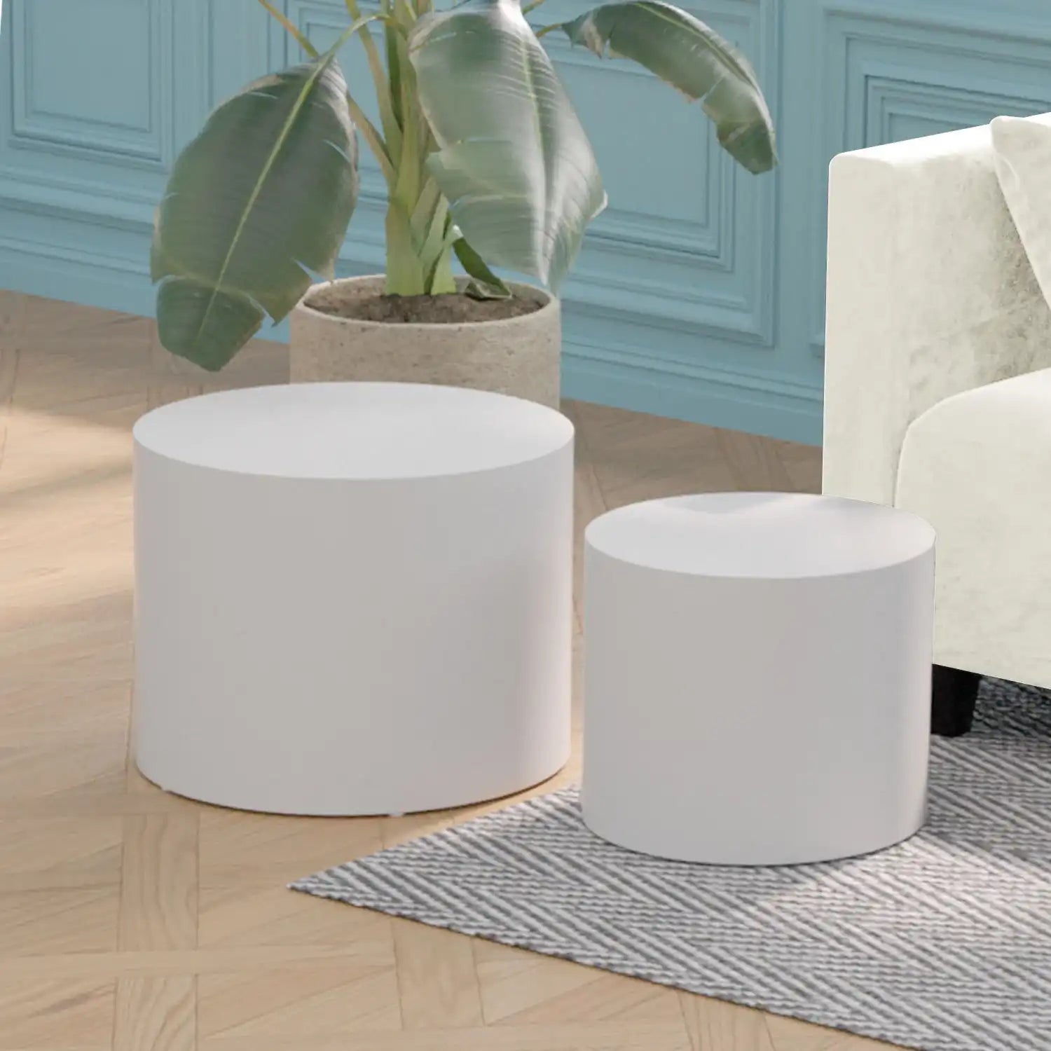 Kairo Modern Nesting Side Tables (Set of 2) White - Best Buy Furniture