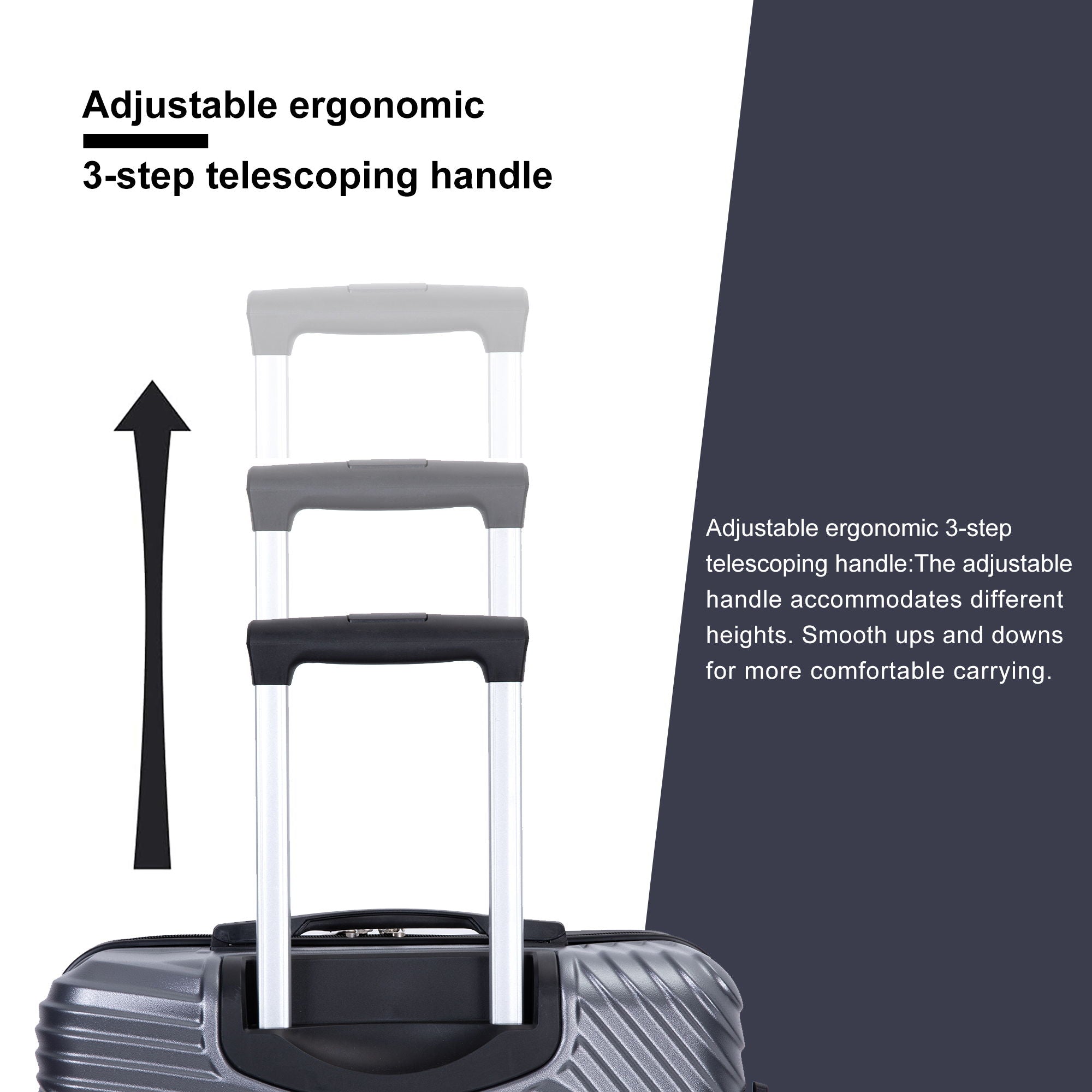 3 Piece Luggage Sets Lightweight Suitcase With Two Hooks, Spinner Wheels,