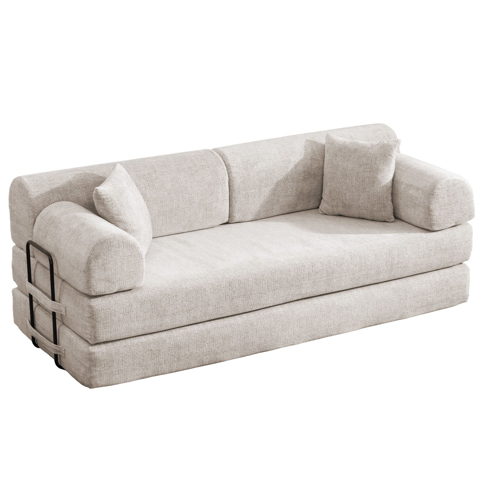 Modern 2 Tone Fabric Convertible Sleeper Sofa Bed