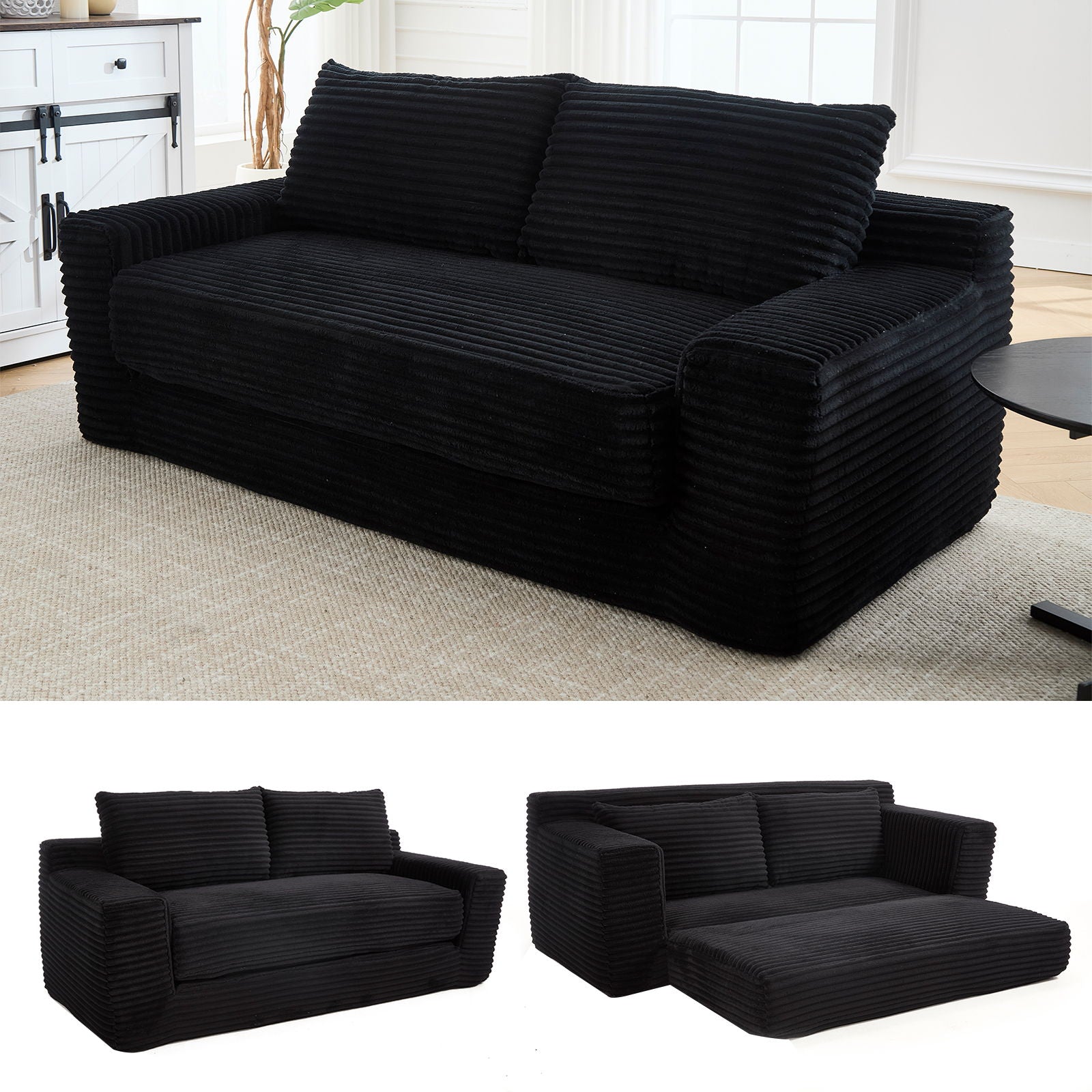 Convertible Loveseat Sofa Bed With Memory Foam & Steel Frame