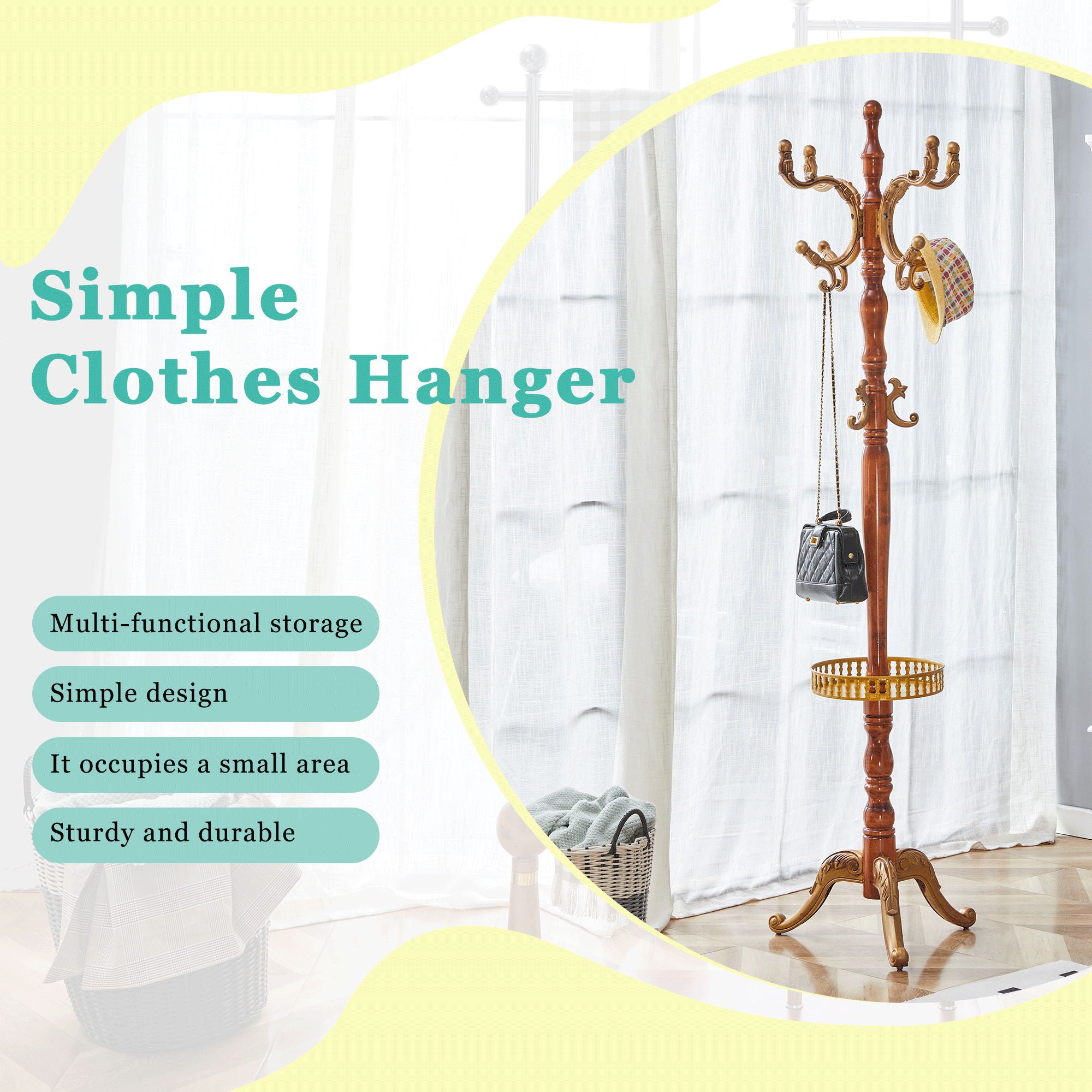 Multifunctional Coat And Hat Rack With Resin Stainless Steel Storage