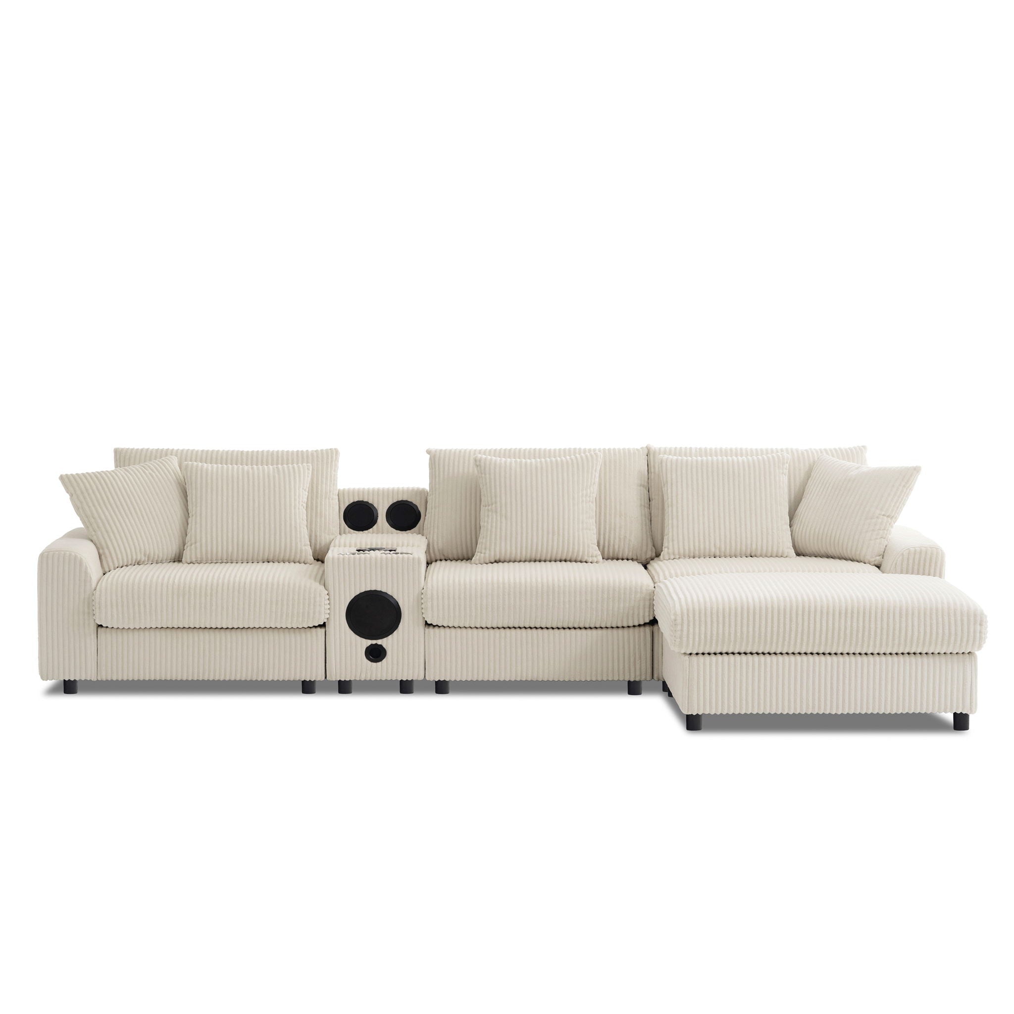 Sectional With Bluetooth Speakers L Shaped Couch With Console USB Charger, Cup Holders Storage Ottoman Deep And Wide Seat Cloud Sofa - Best Buy Furniture