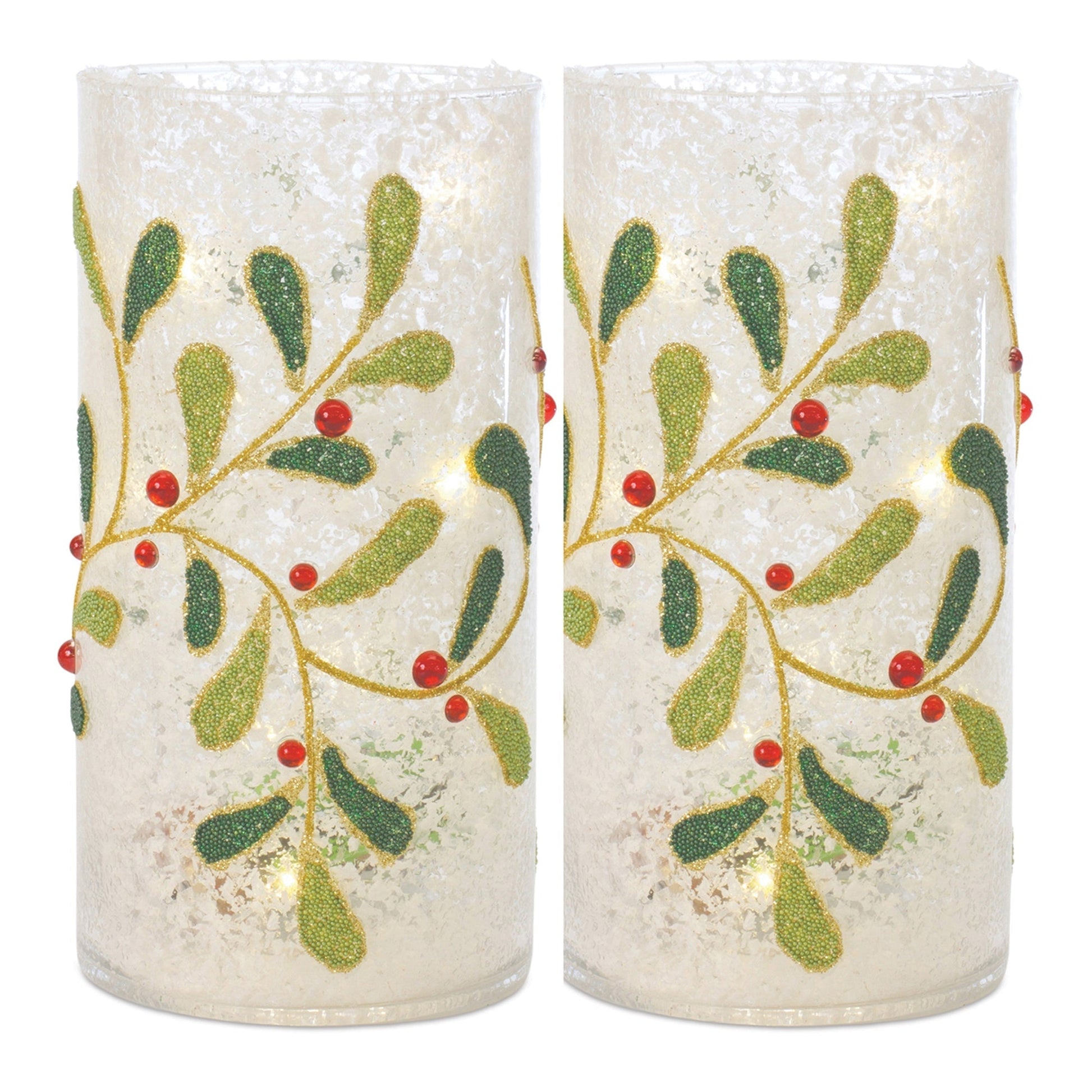 Beaded Glass Mistletoe Candle Holder (Set of 2) - Tuesday Morning - Candle Holders