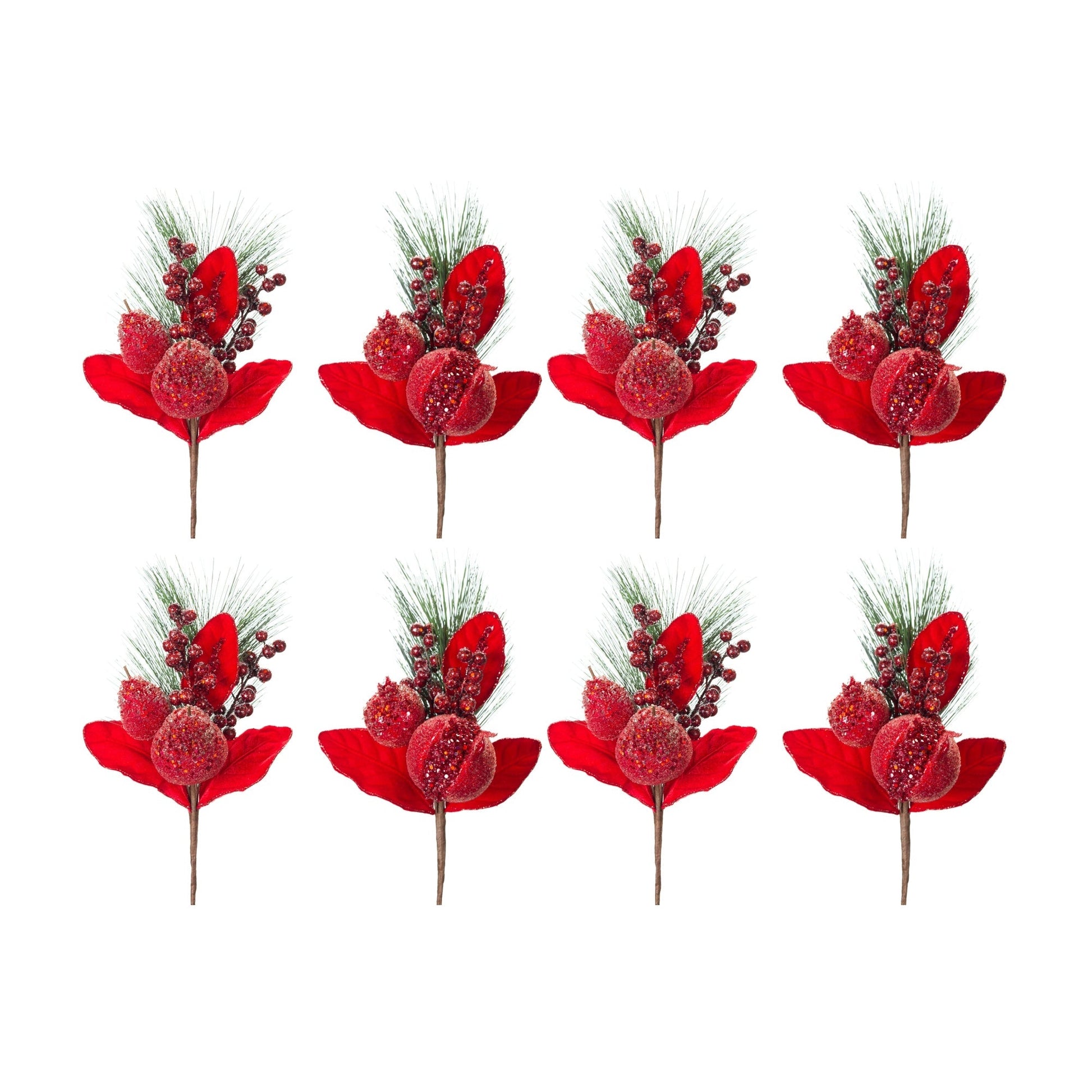 Beaded-Pomegranate-and-Pear-Pine-Pick-(Set-of-8)-Christmas-Decor