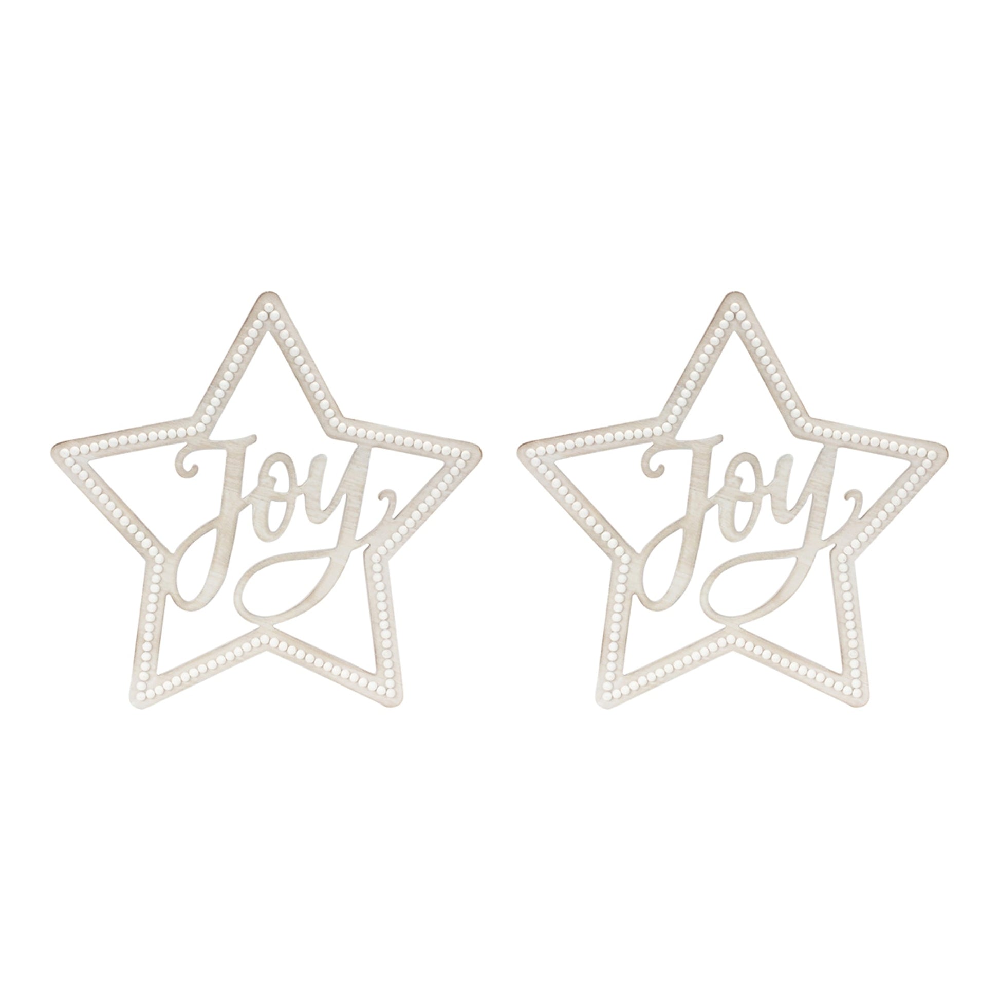 Beaded Wood Star with Joy Sentiment (Set of 2) - Tuesday Morning - Decorative Objects