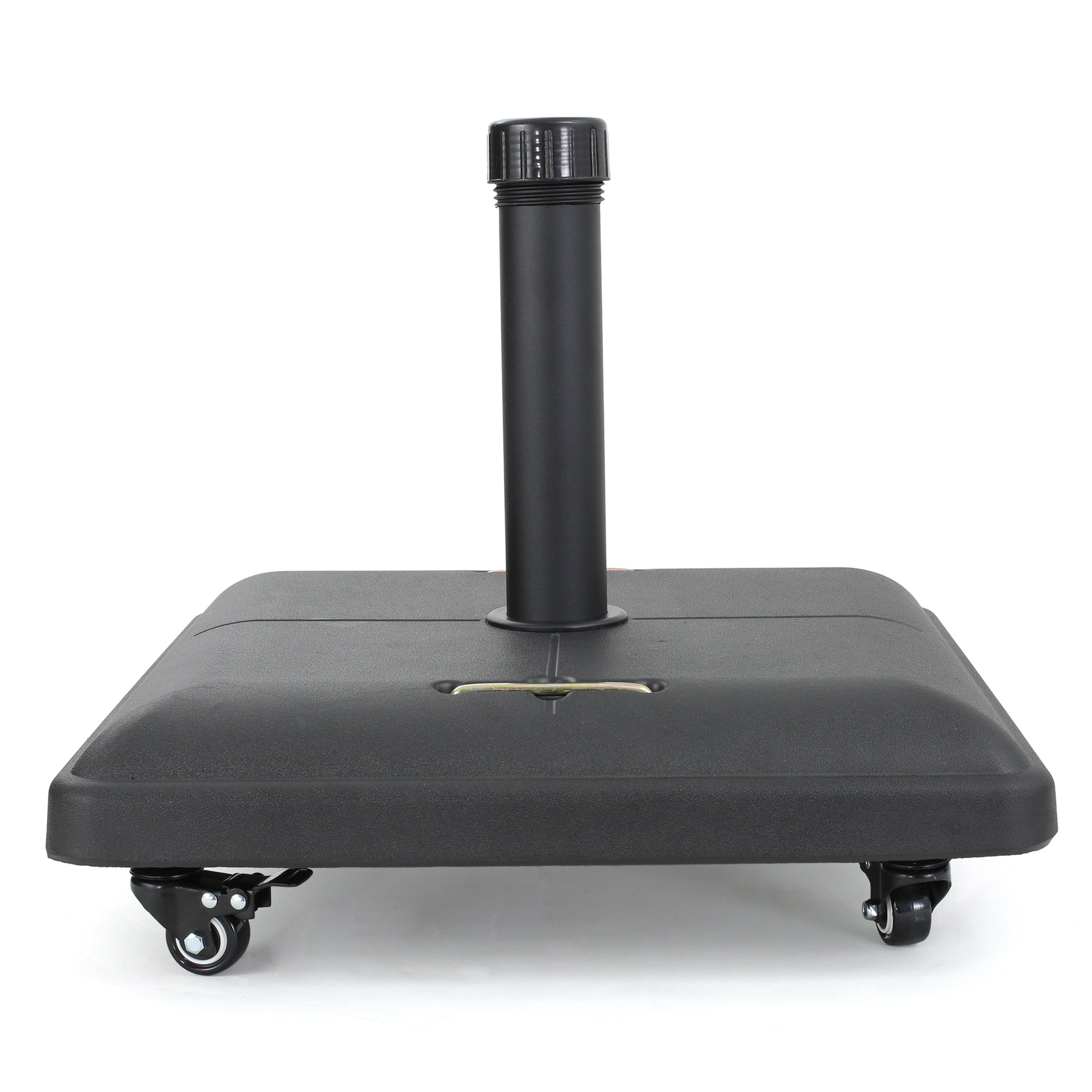 Modern Square Wheelie Umbrella Base Black Concrete 19.69 Inch
