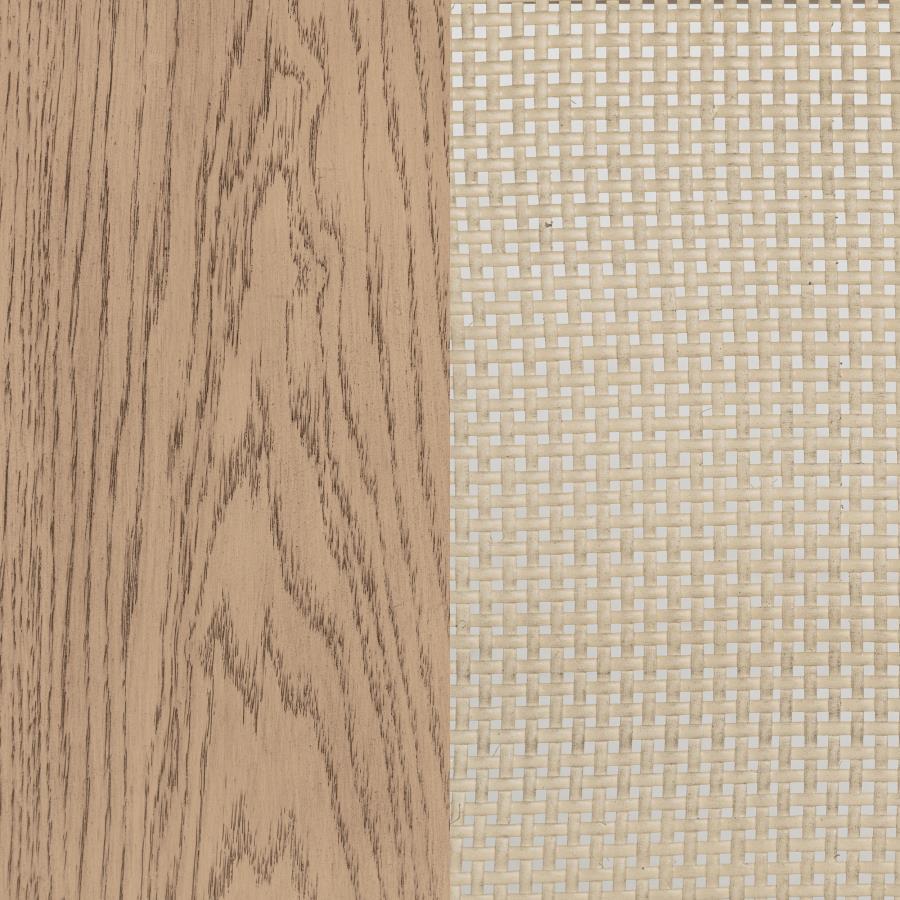 Kailani - 4-Door Cane Dining Vitrine Display Cabinet - Beige Oak - Best Buy Furniture