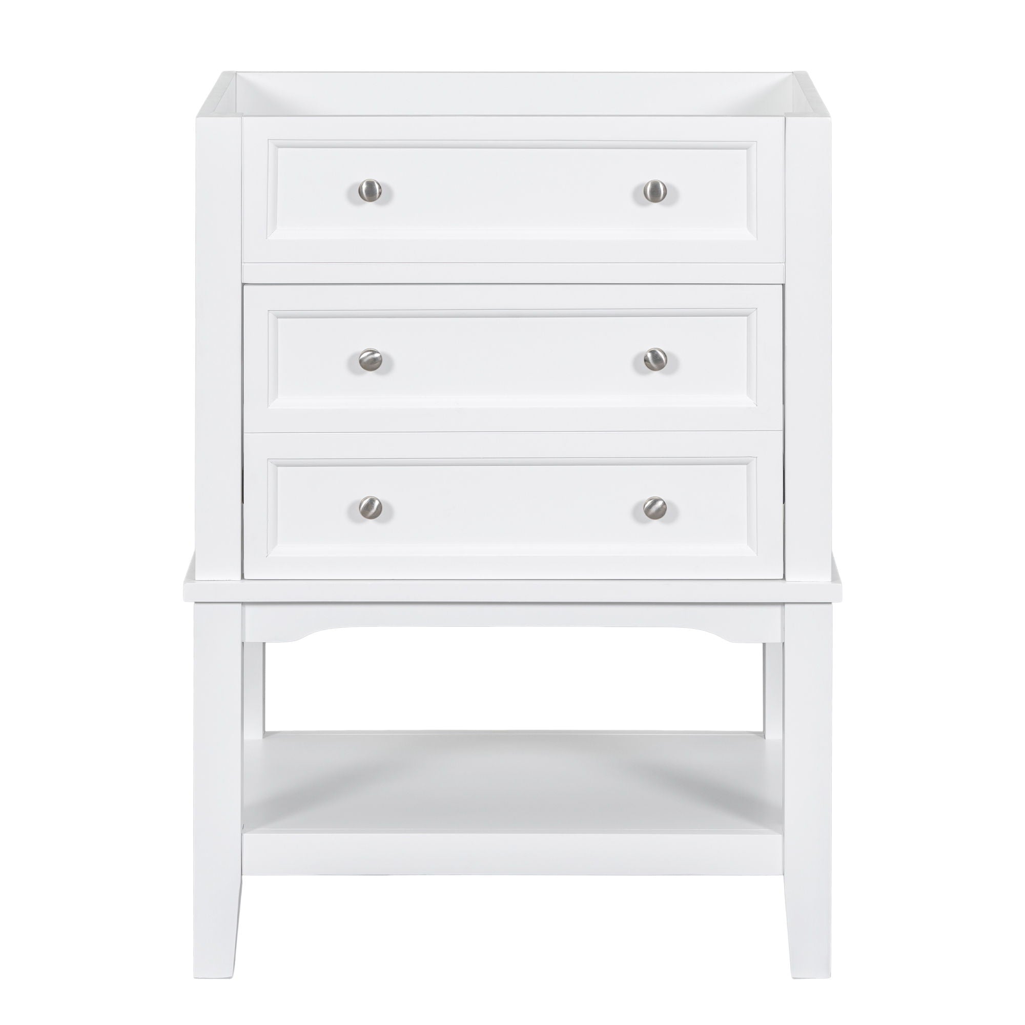 24" Bathroom Vanity Without Sink, Base Only, Storage Cabinet With Drawer And Open Shelf - White