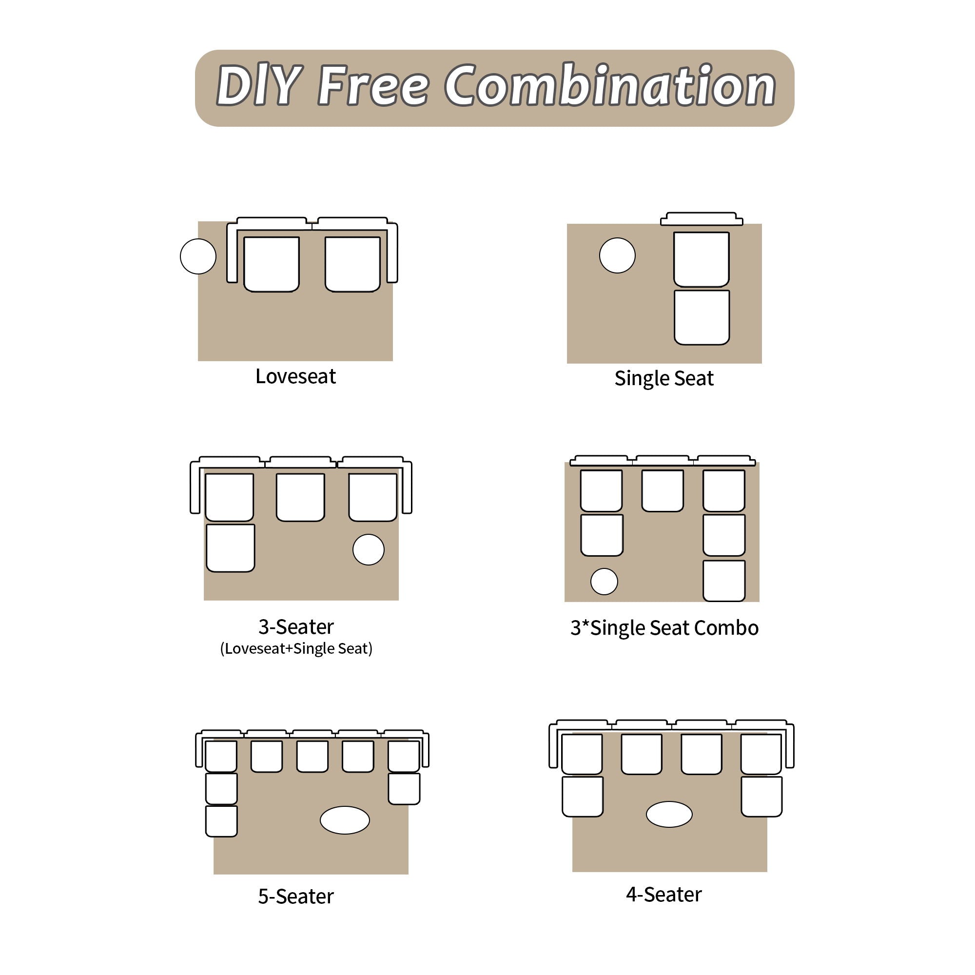 Compressed Sofa, Large Sectional Couches For Living Room - Beige