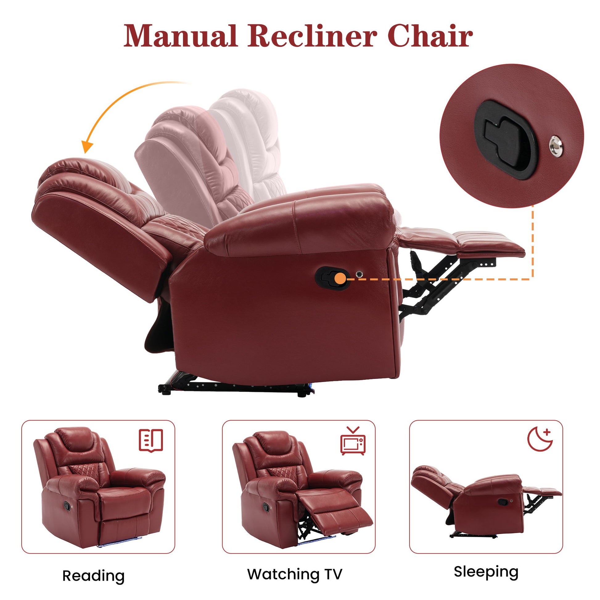 3 Pieces Recliner Sofa Sets Home Theater Seating Manual Recliner Chair With Center Console And LED Light Strip For Living Room - Best Buy Furniture
