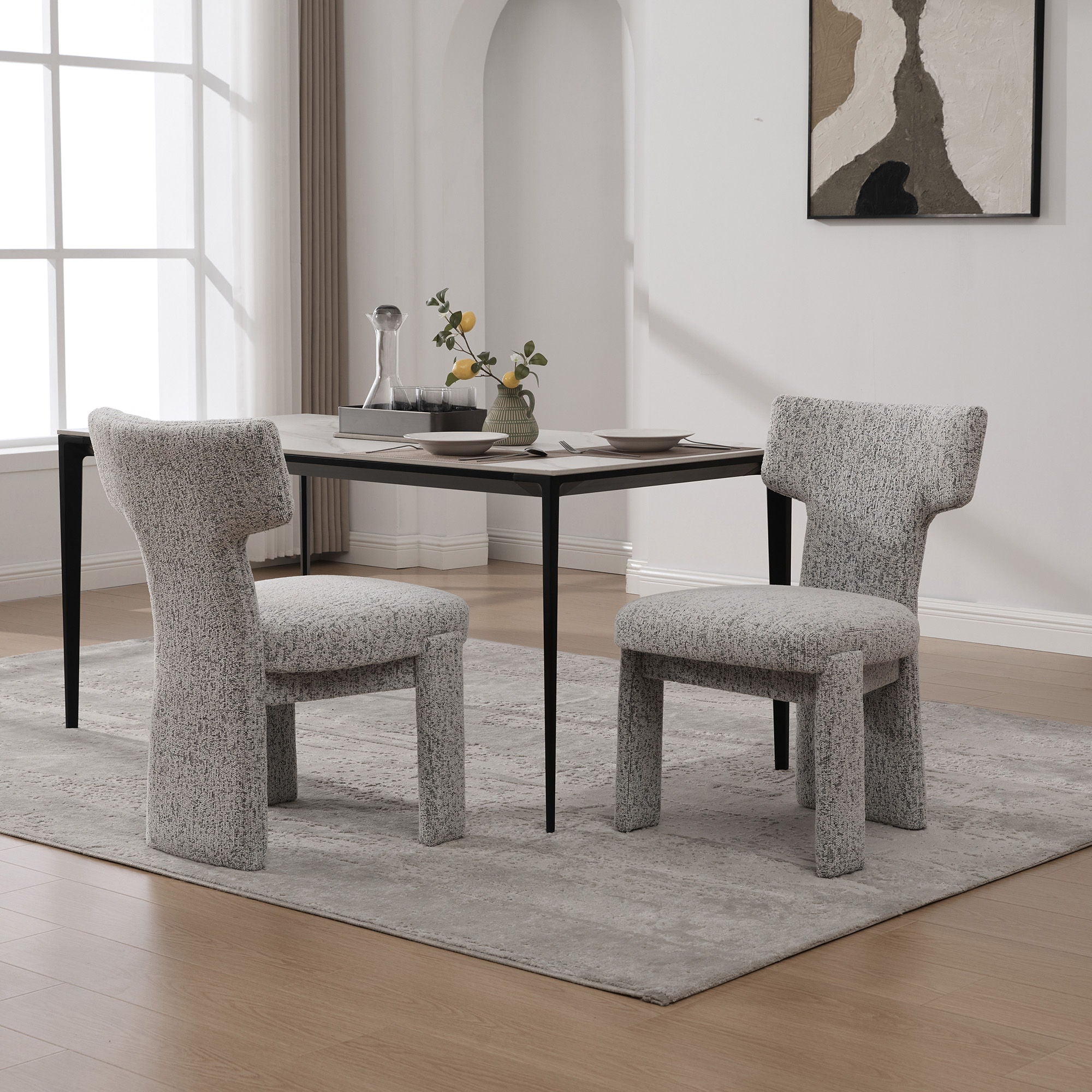 Armless Curved Back Accent Chairs (Set of 2)