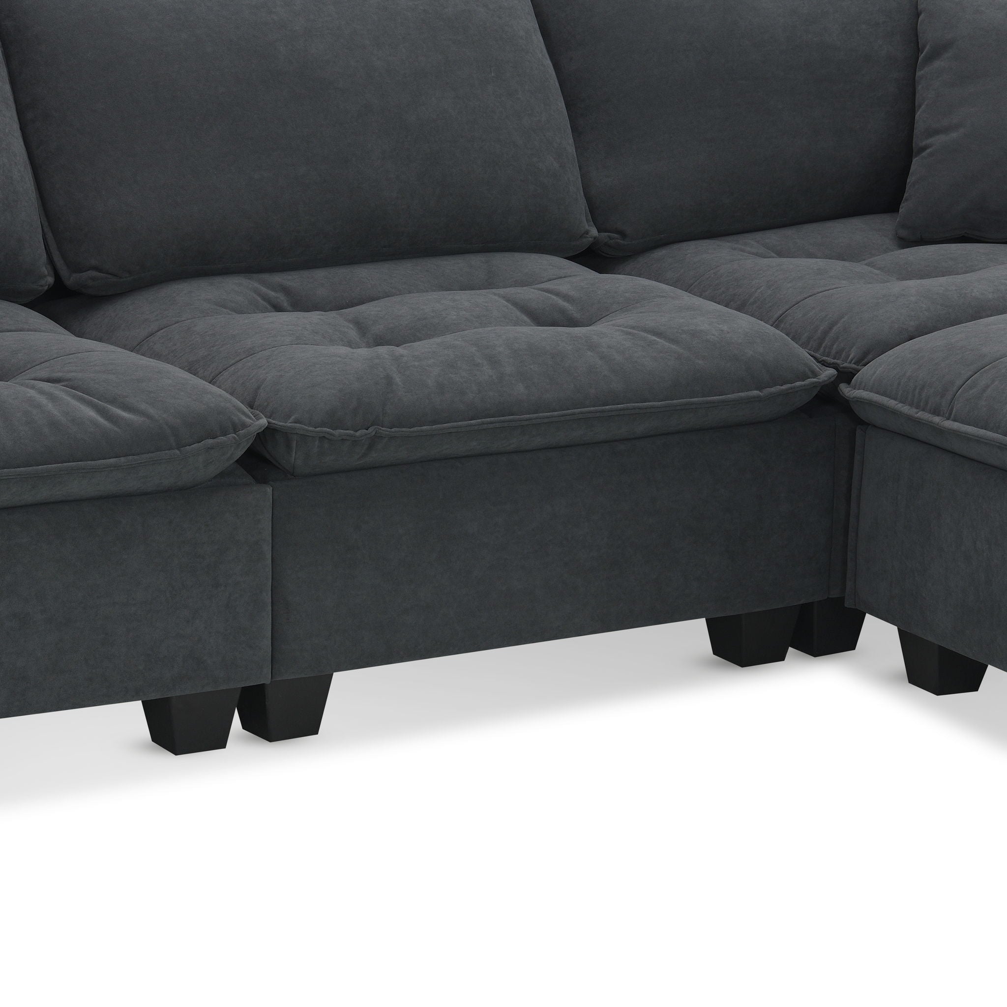 Modern Convertible Sectional L Shaped Reversible Couch Set With Free Pillows 4 Seat Suede Sleeper Sofa With Ottoman