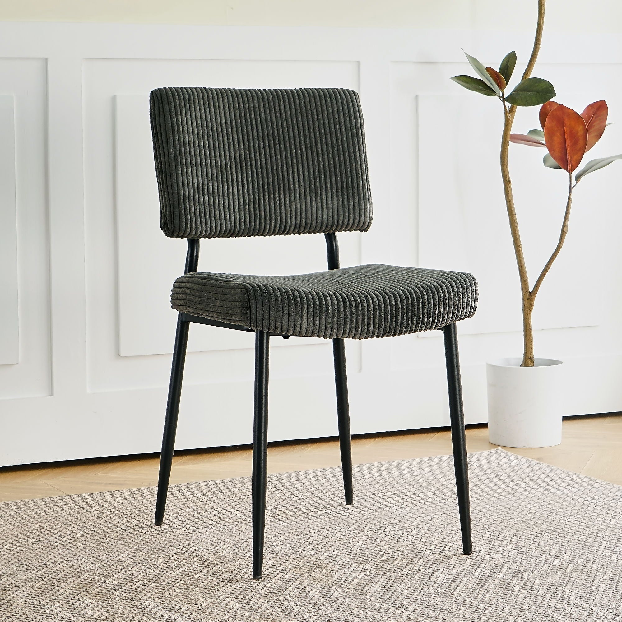 Modern Upholstered Dining Chair With Metal Legs
