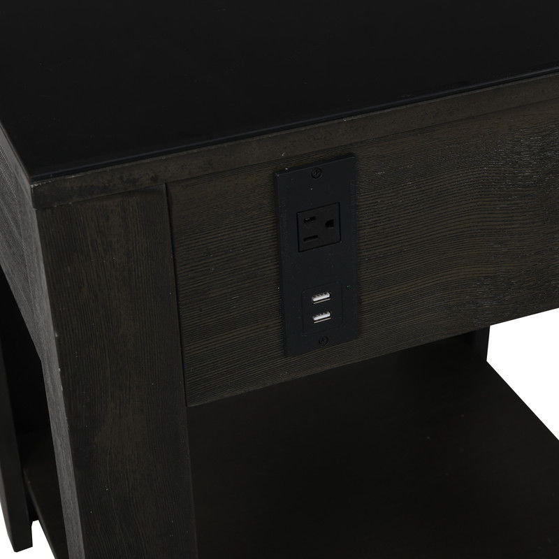 Bruno - Wooden Table With Tempered Glass Top And Drawer - Best Buy Furniture