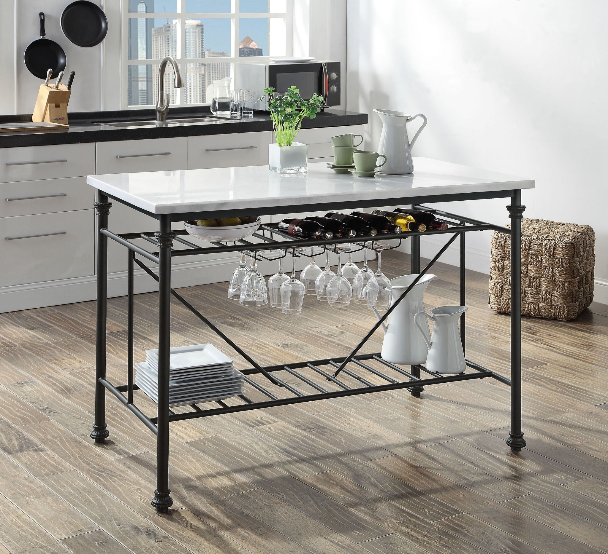 Mera - Marble Top Kitchen Island - Gray / Marble - Best Buy Furniture