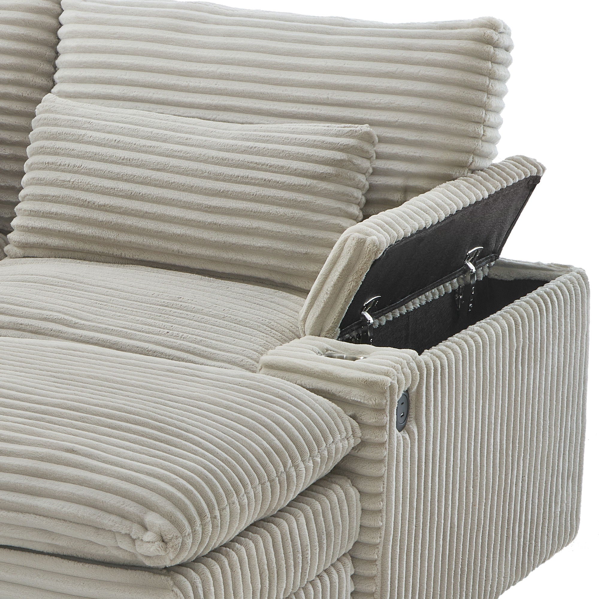 Convertible Loveseat Sofa With Storage, USB Ports, Cup Holders
