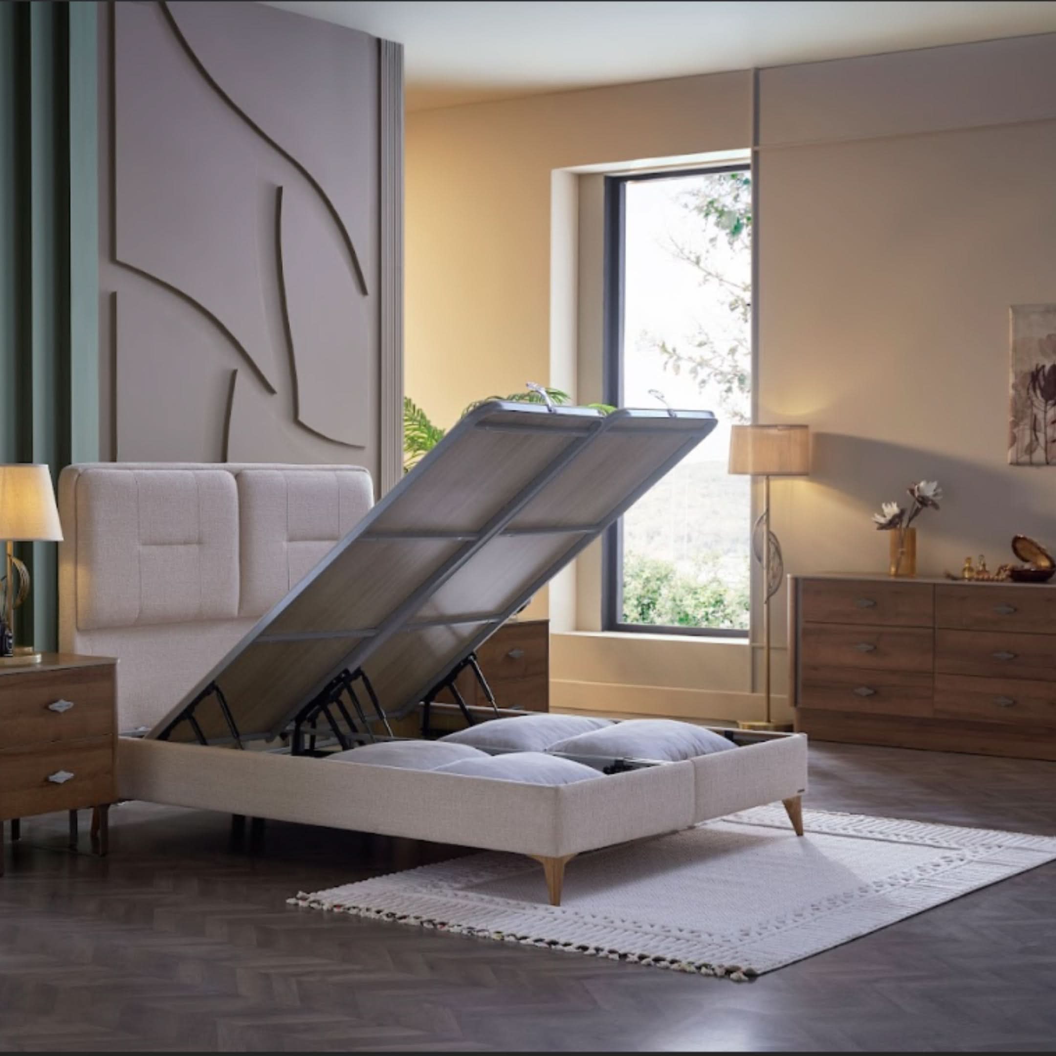 Bellona Mirante bedroom set with a soft and elegant cream finish