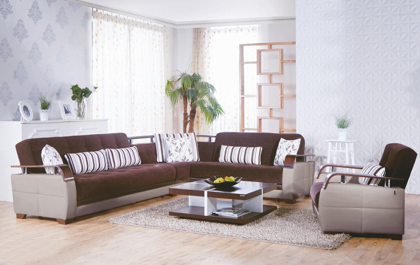 Bellona Natural large sectional perfect for family gatherings and entertainment