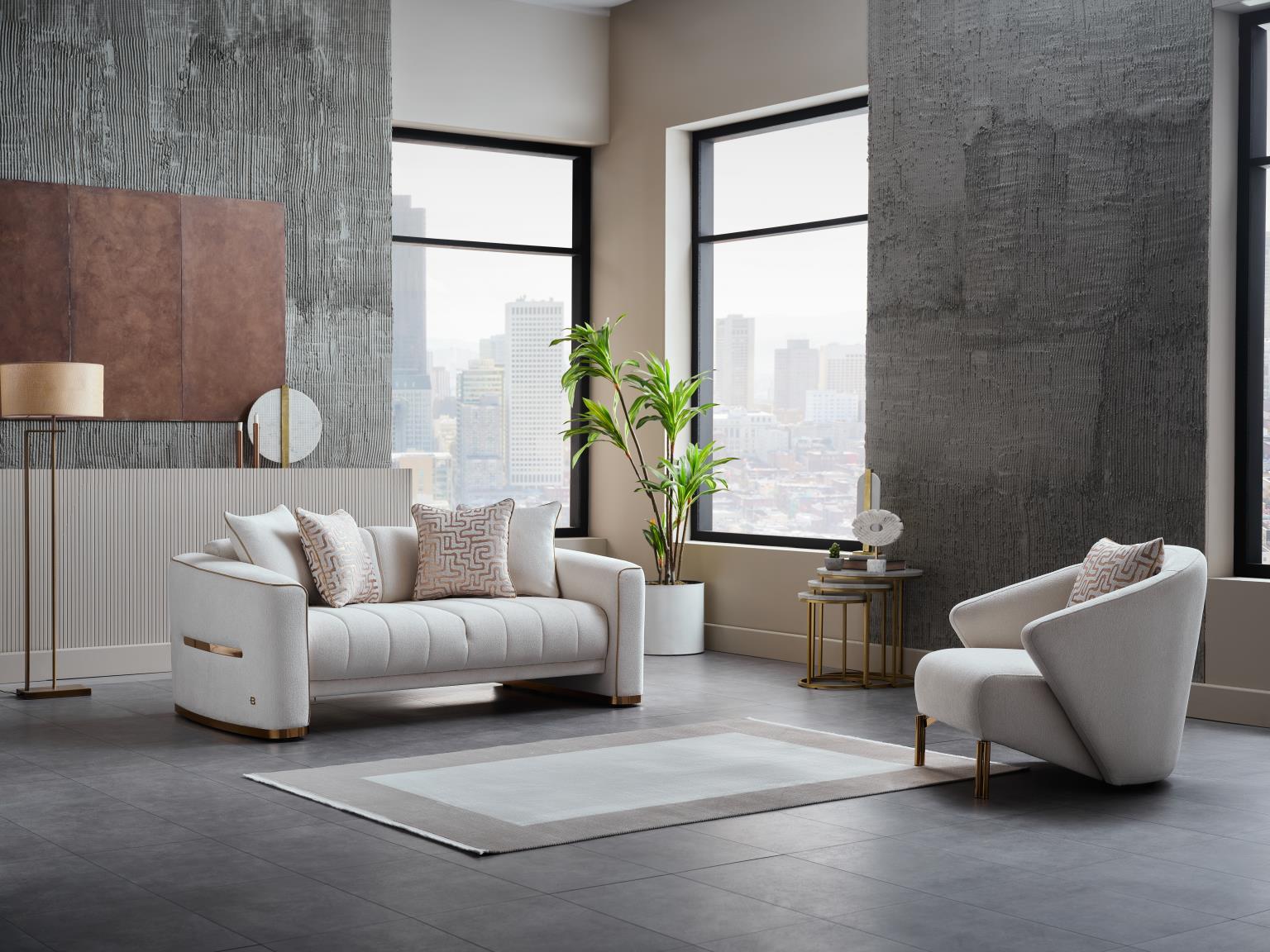 Bellona Veronica living room set with round arm design