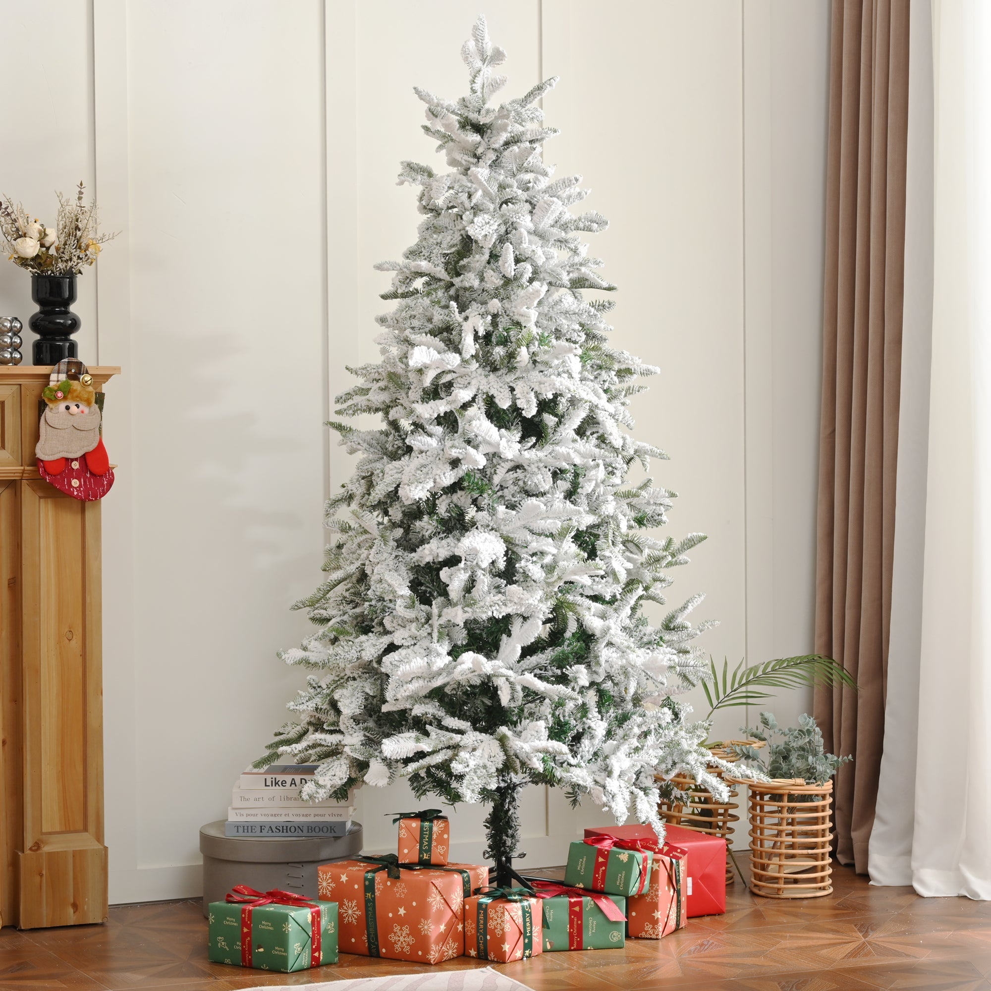 6FT-Unlit-Artificial-Christmas-Tree-with-Snow-Flocked-Design-and-Metal-Stand,-Full-Appearance,-Easy-Assembly-Christmas-Trees