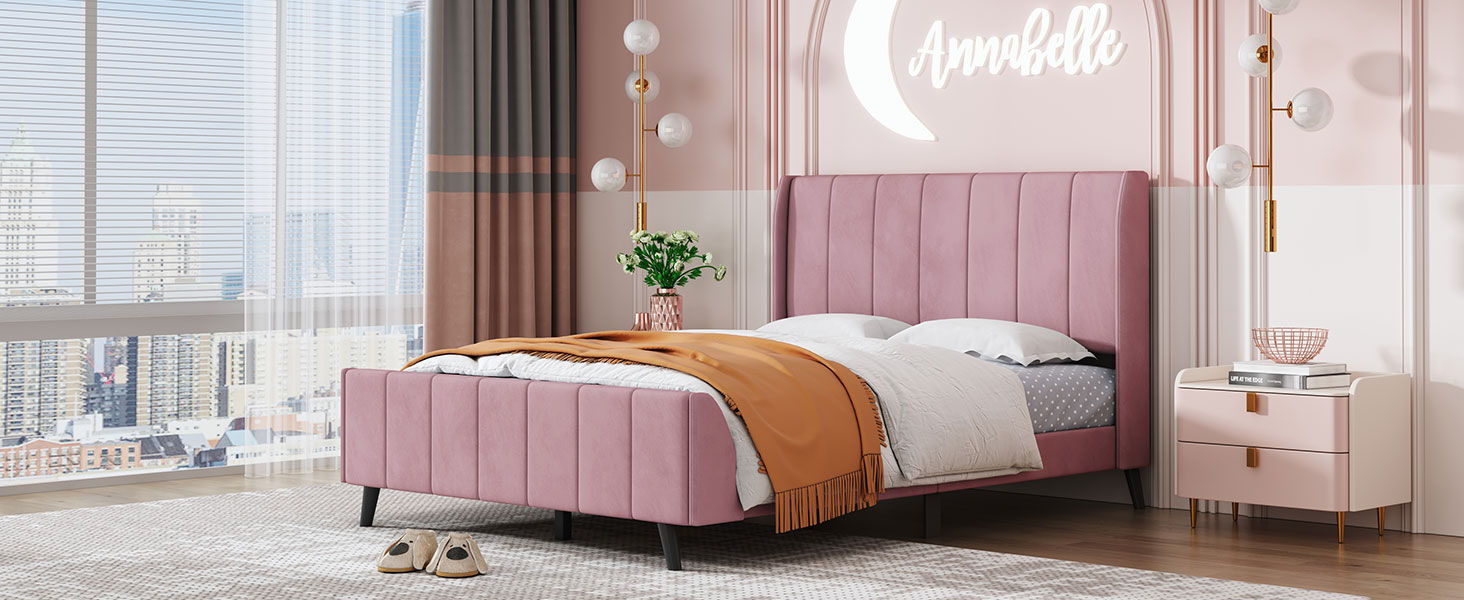Upholstered Platform Bed Velvet
